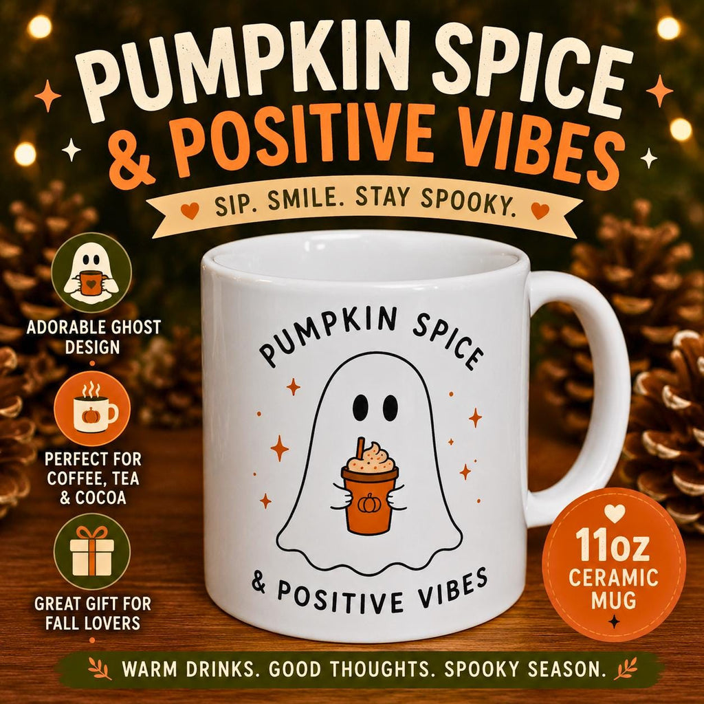Ghost Pumpkin Spice Mug | Cozy Fall Ceramic Coffee Cup
