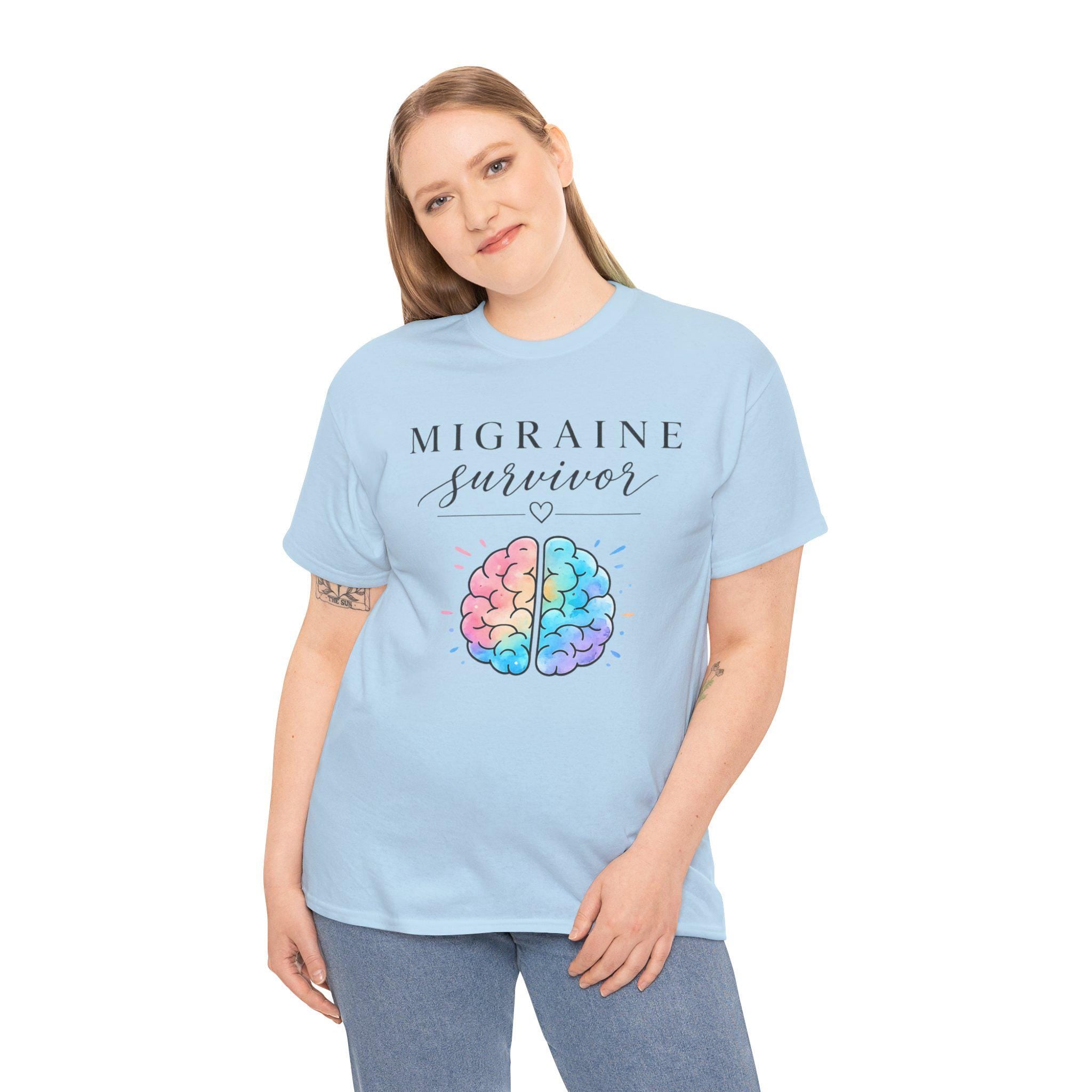 Migraine Survivor Shirt | Colorful Brain Graphic Tee, Mental Health Awareness