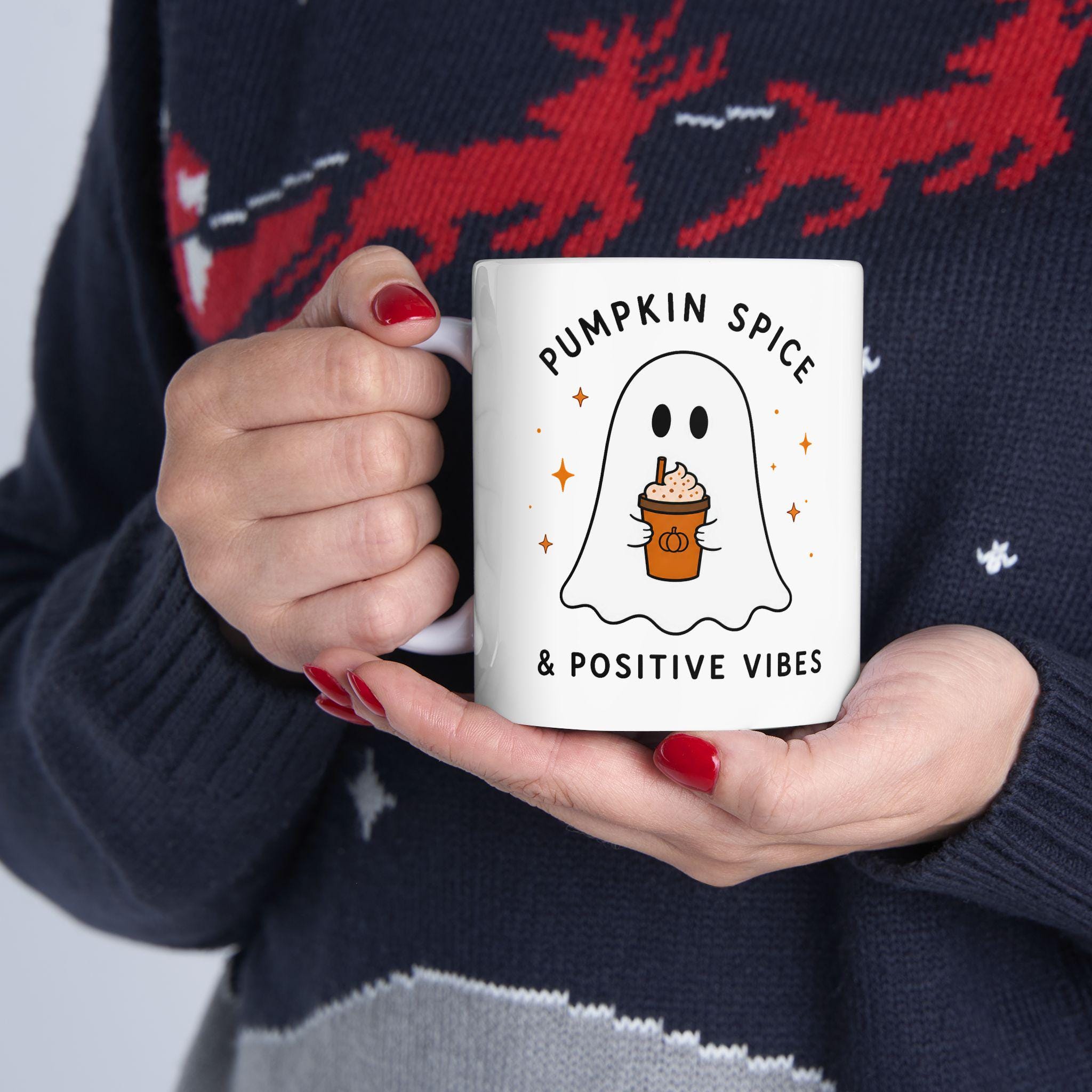 Ghost Pumpkin Spice Mug | Cozy Fall Ceramic Coffee Cup
