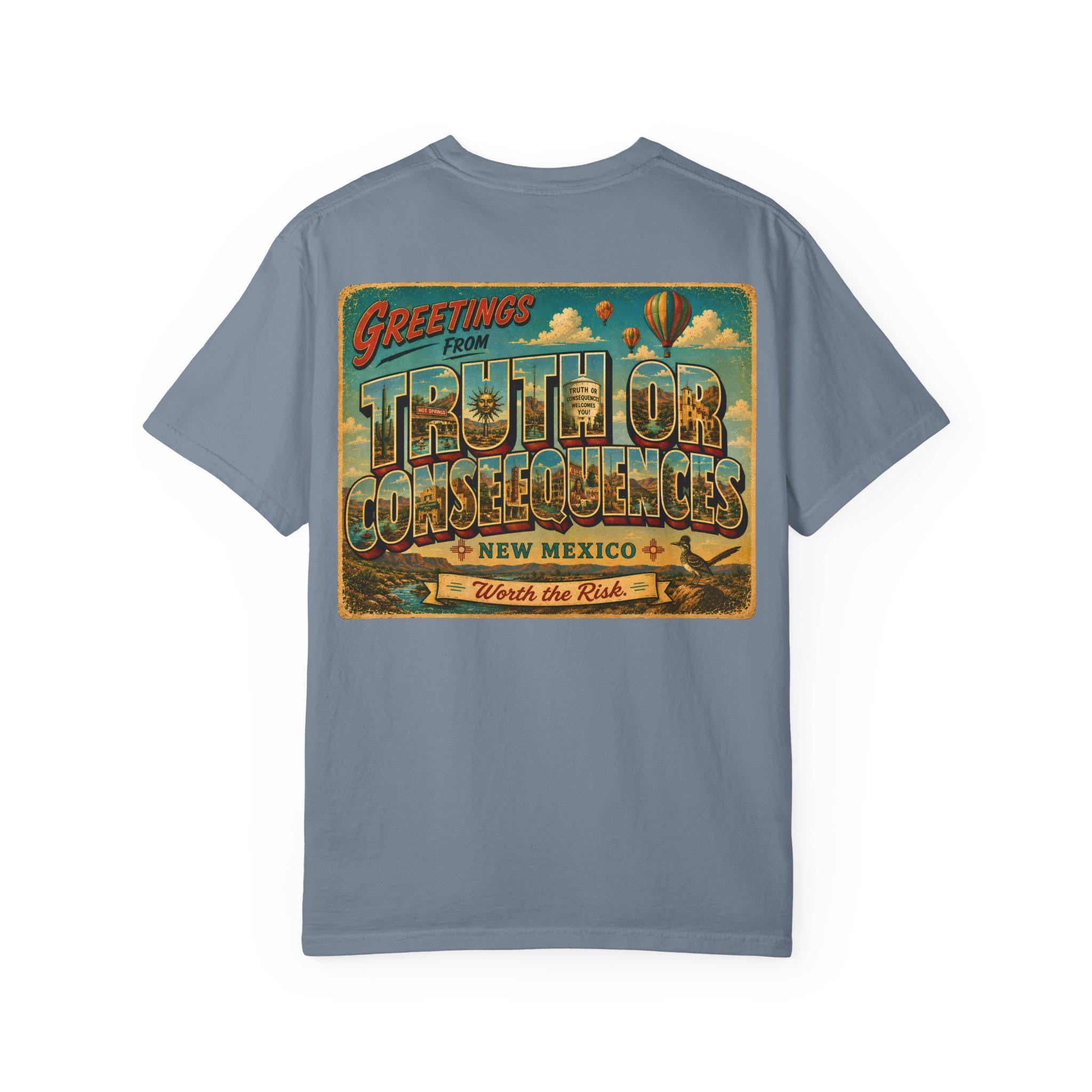 Greetings From Truth or Consequences New Mexico Postcard T-Shirt | Vintage Travel Souvenir Worth the Risk
