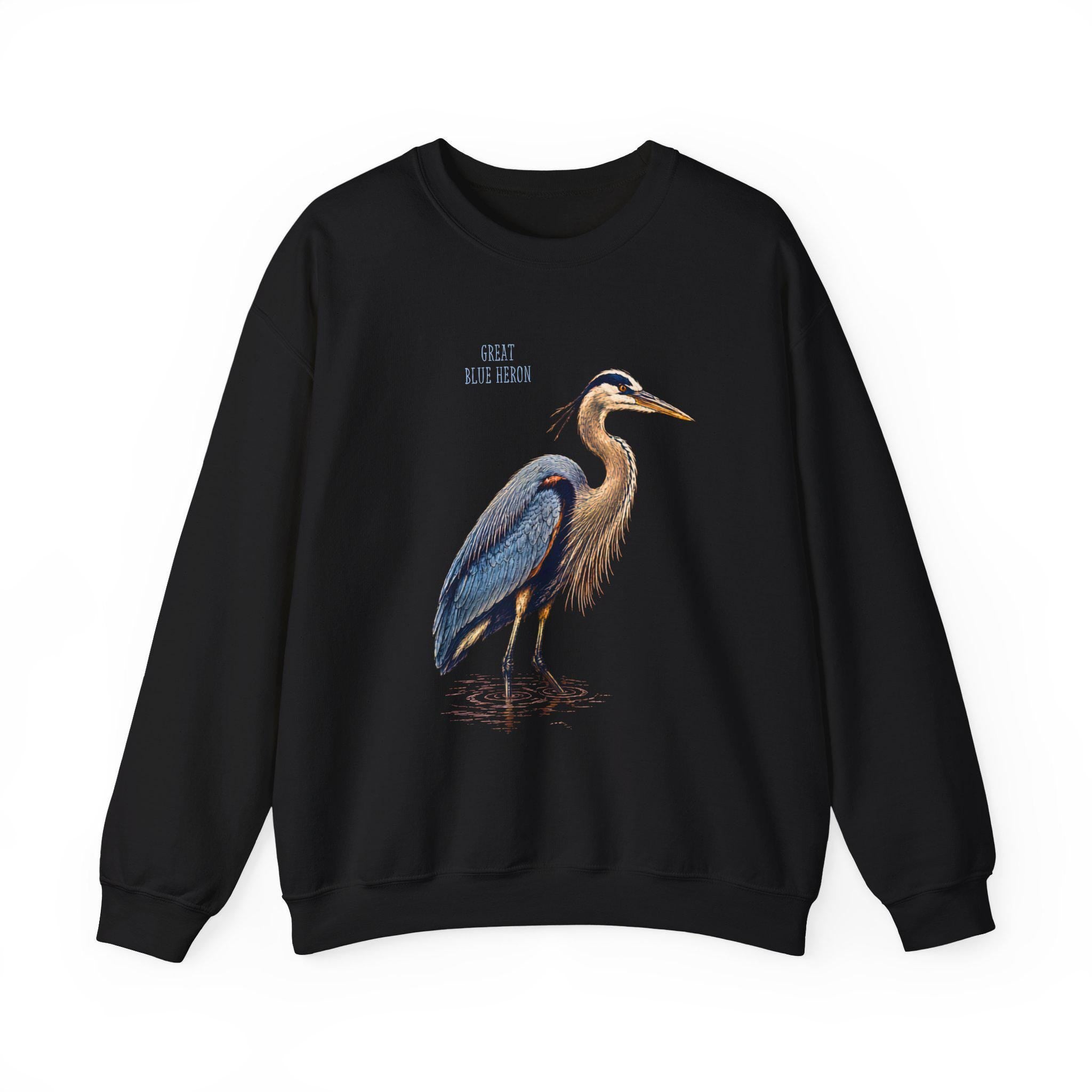 Blue Heron Crewneck Sweatshirt | Vintage Bird Artwork, Nature Apparel