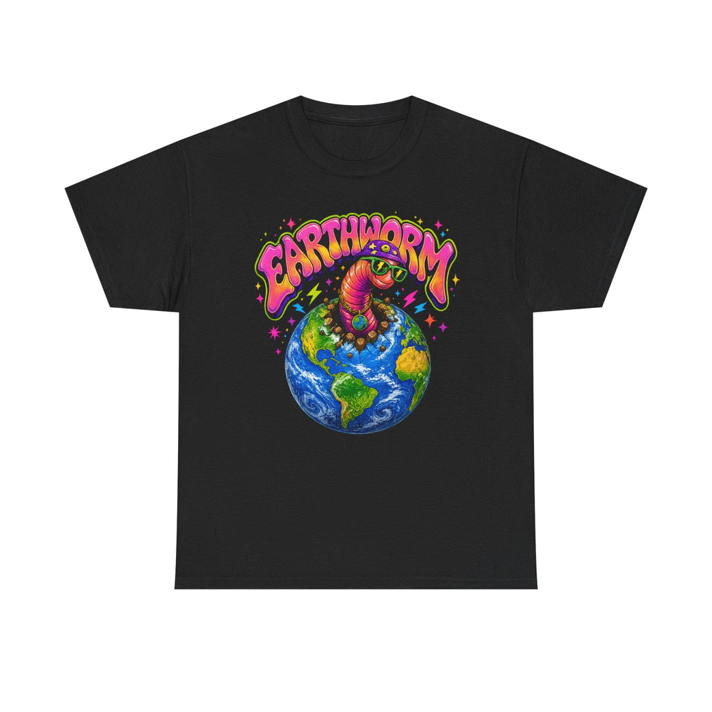 Psychedelic Earthworm T-Shirt, Funky Cartoon Worm, Vaporwave Streetwear Tee