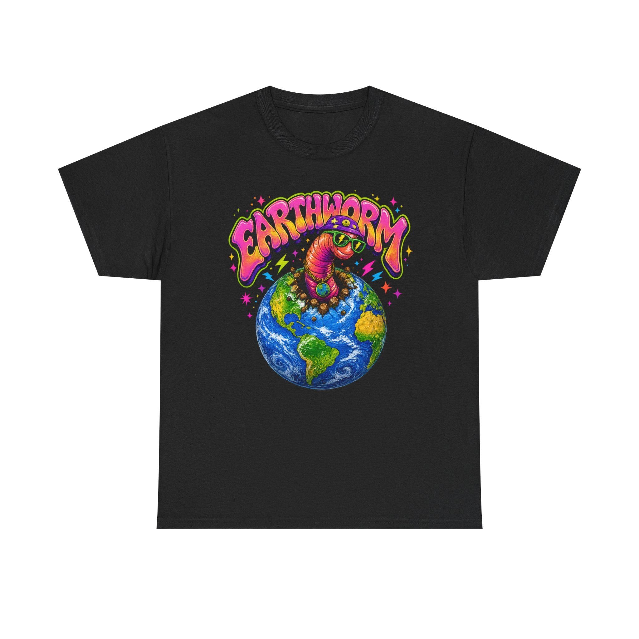 Psychedelic Earthworm T-Shirt, Funky Cartoon Worm, Vaporwave Streetwear Tee