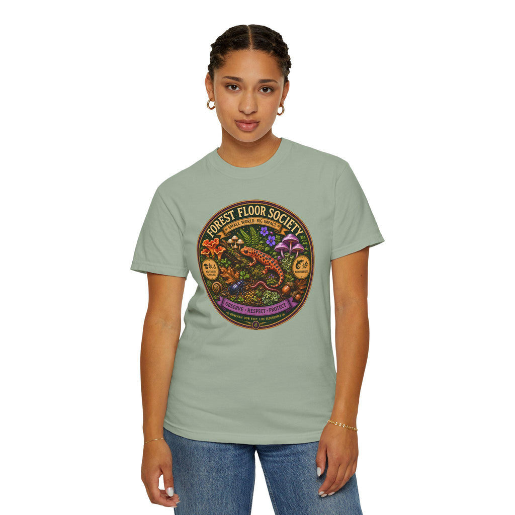 Forest Floor Society T-Shirt | Woodland Mushroom Moss Graphic Tee | Nature Lover Gift