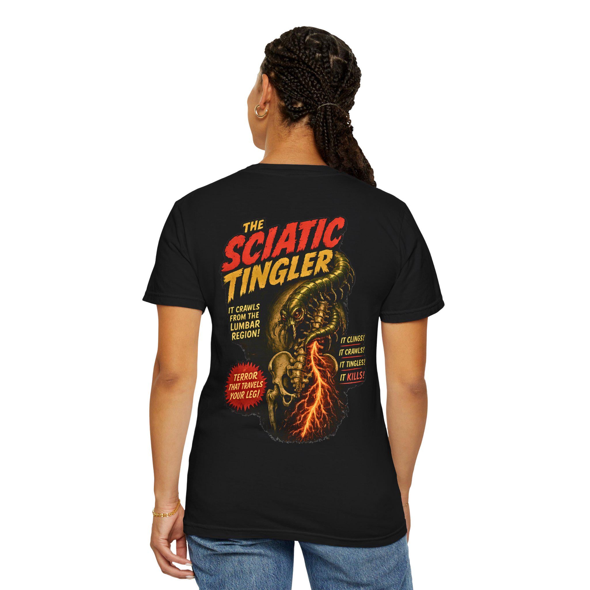 Sciatic Tingler Shirt | Vintage Horror Sciatica Tee, Chronic Pain Apparel