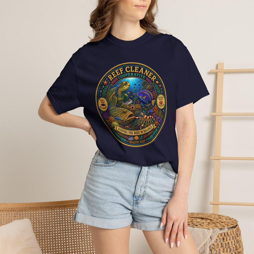 Reef Cleaner Badge T-shirt | Sea Turtle & Coral Conservation Graphic