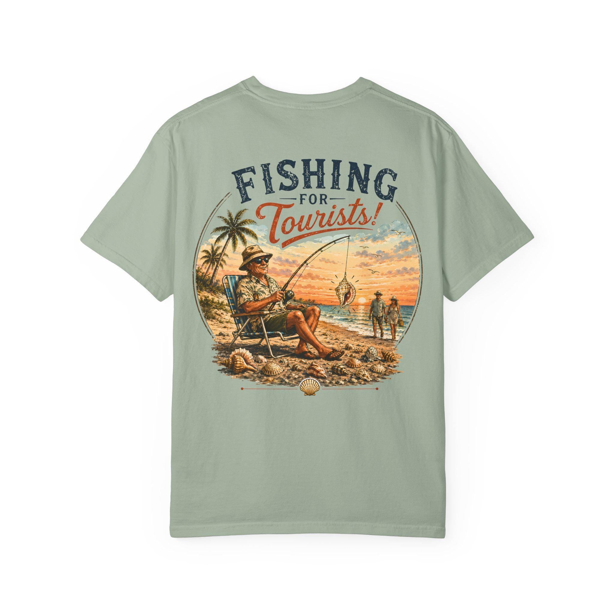 Fishing for Tourists shirt | Vintage Beach Fishing Sunset T-shirt