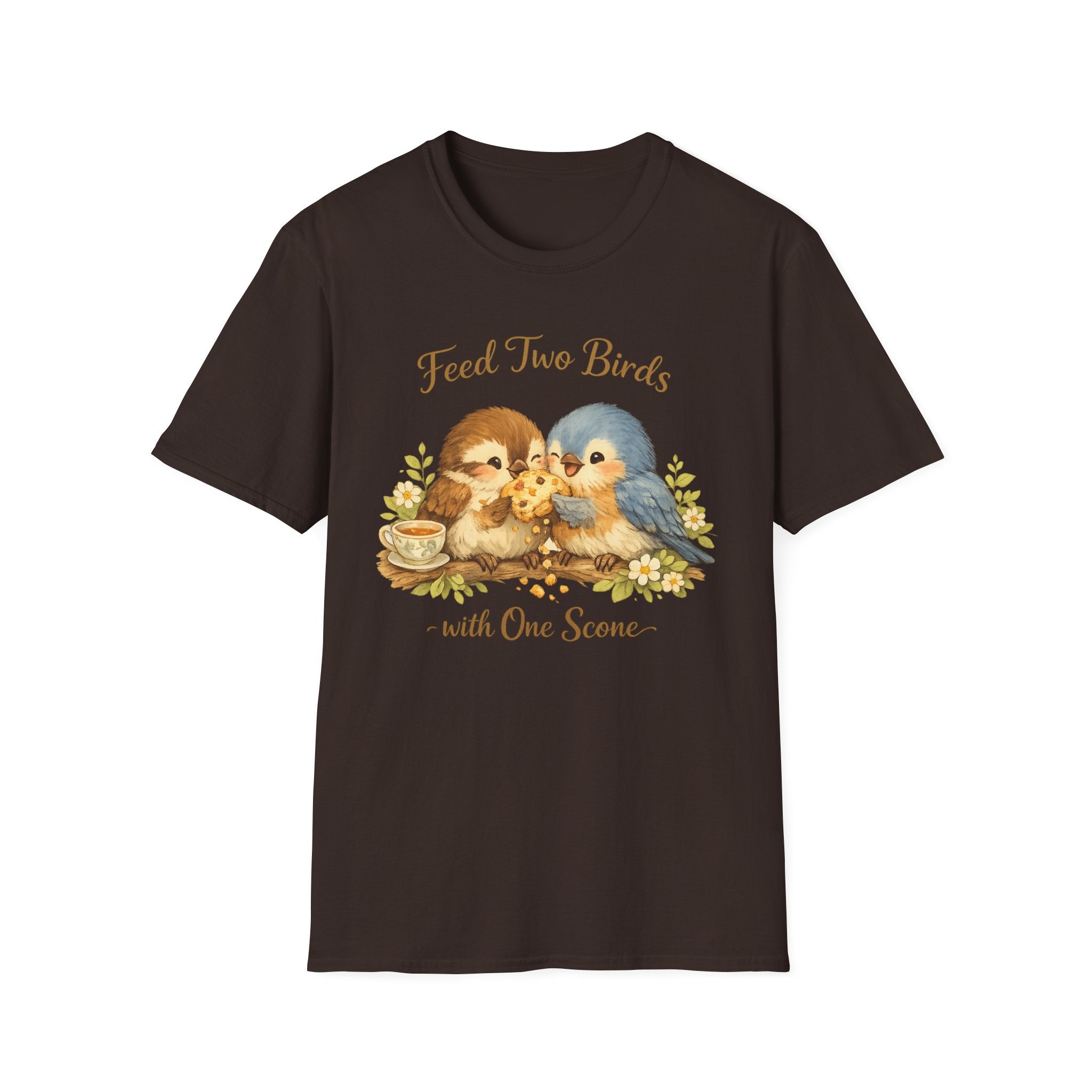 Feed Two Birds With One Scone Shirt, Cottagecore Bird Tee, Cute Animal Shirt, Cozy Aesthetic Gift, Funny Nature Saying, Wholesome Tee