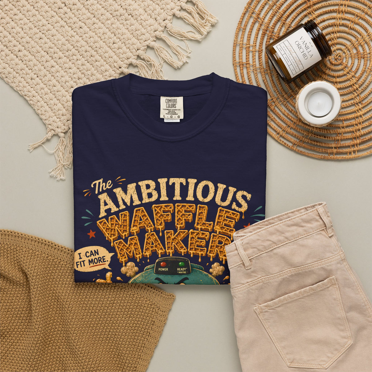Ambitious Waffle Maker T-shirt | Retro Cartoon Breakfast Illustration