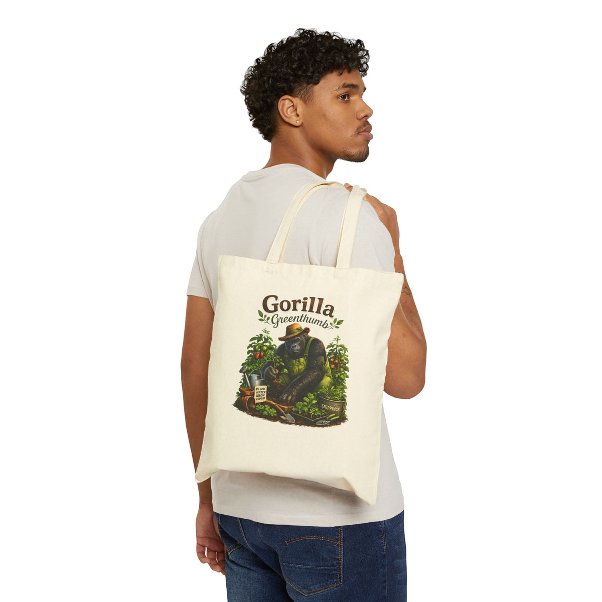 Gorilla Gardening Tote Bag, Plant Lover Tote, Garden Tote Bag, Funny Gardening Gift, Botanical Canvas Bag, Reusable Grocery Tote