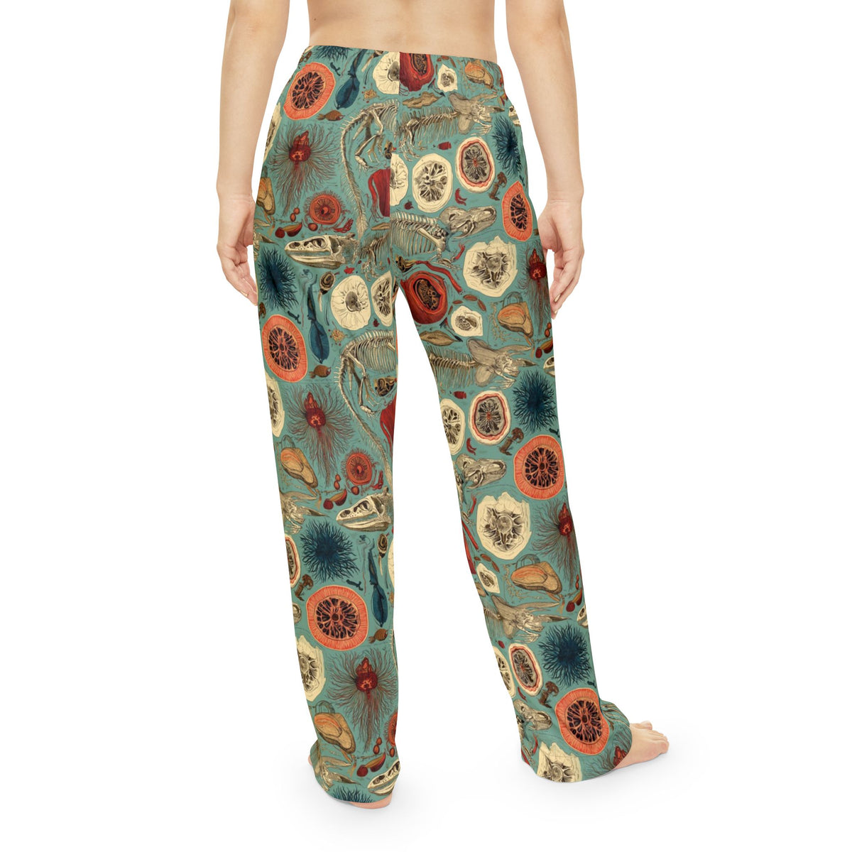 Impossible Zoology Pajama Pants | Teal Skeleton Specimen Print