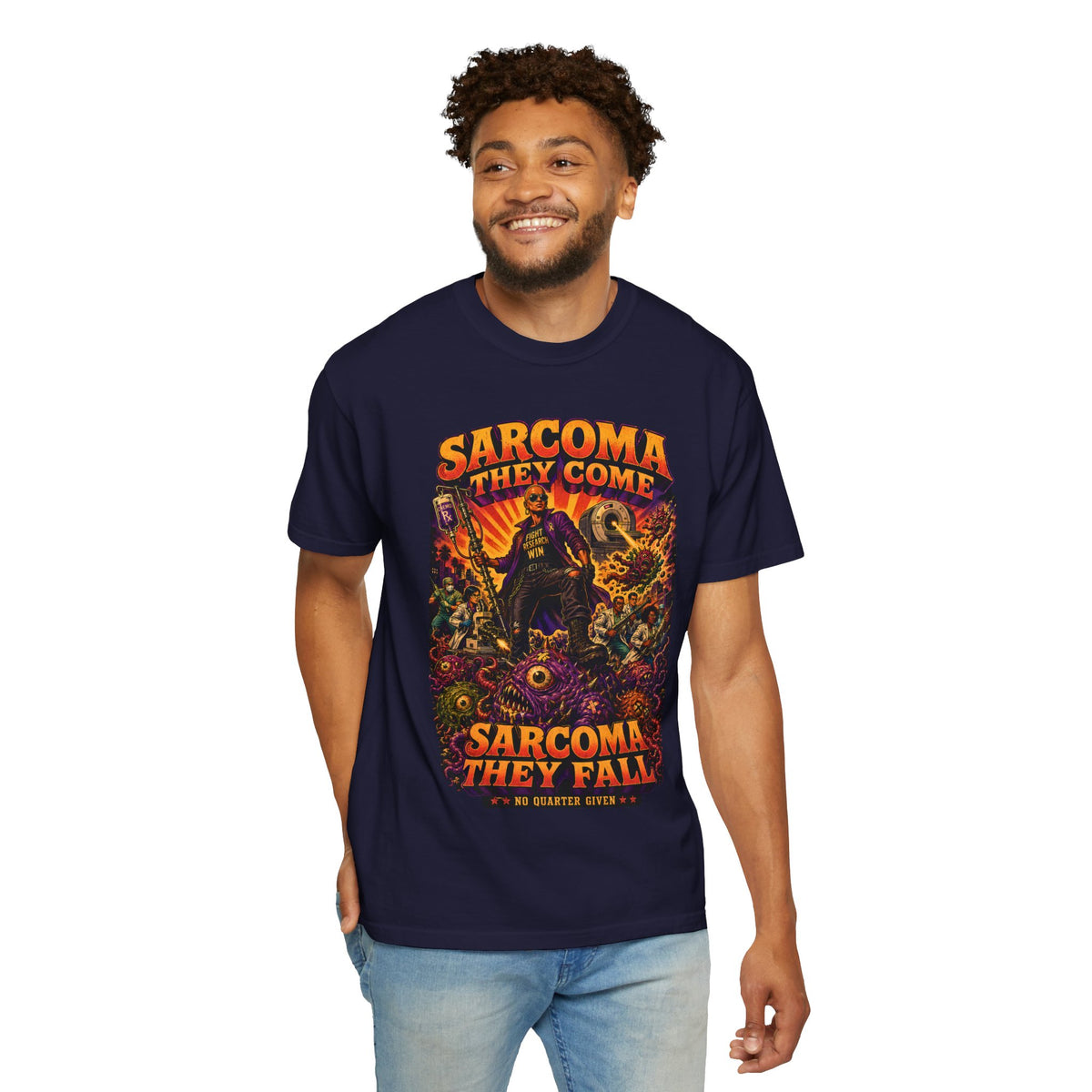 Sarcoma They Come Sarcoma They Fall Shirt | Vintage Grindhouse Horror Poster Tee | Sarcoma Awareness Gift | Fight Research Win