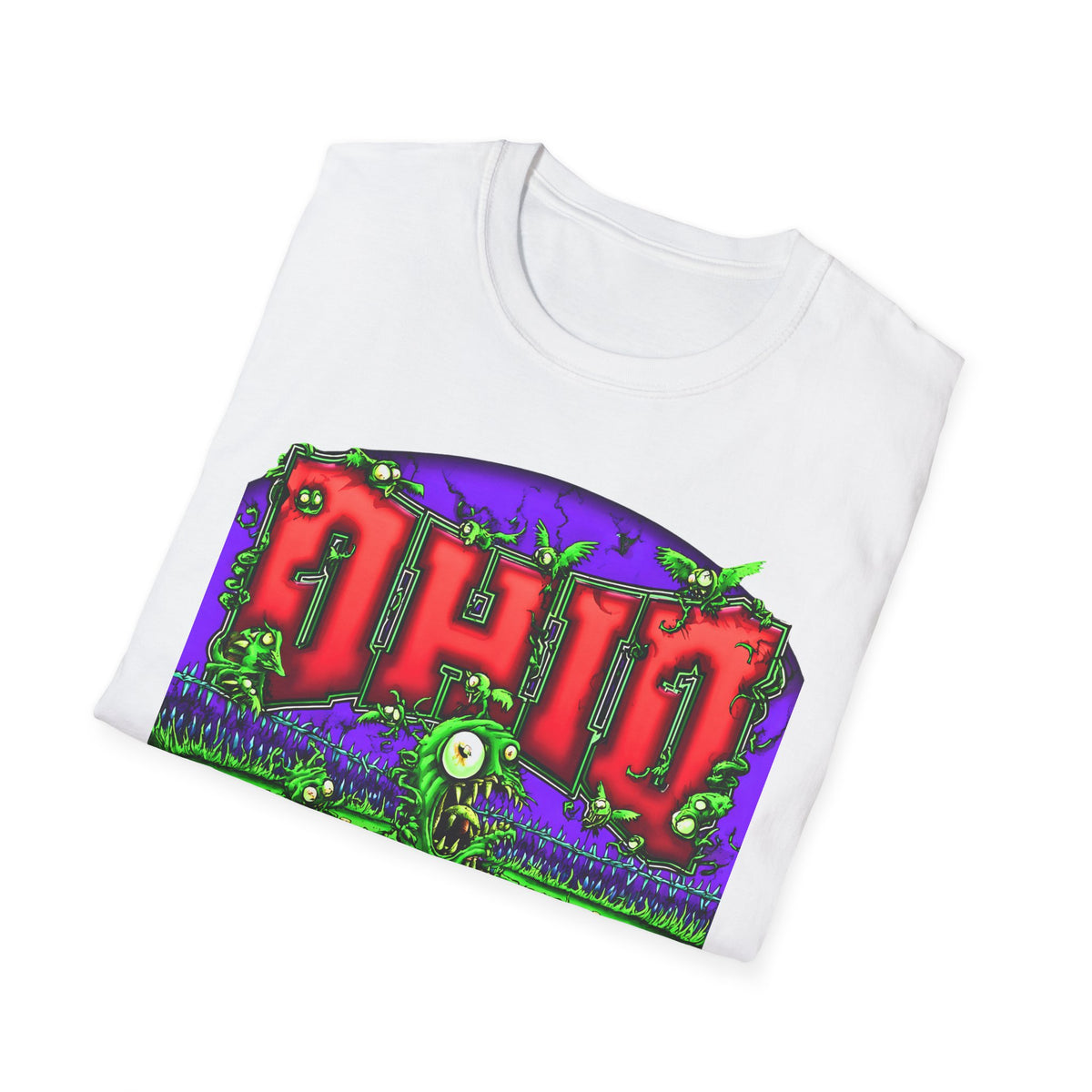 Ohio Monster Shirt, Neon Horror Graphic Tee, Creepy Creature Ohio T-Shirt, Gothic Streetwear, Retro Monster Art Shirt, Midwest Punk Tee