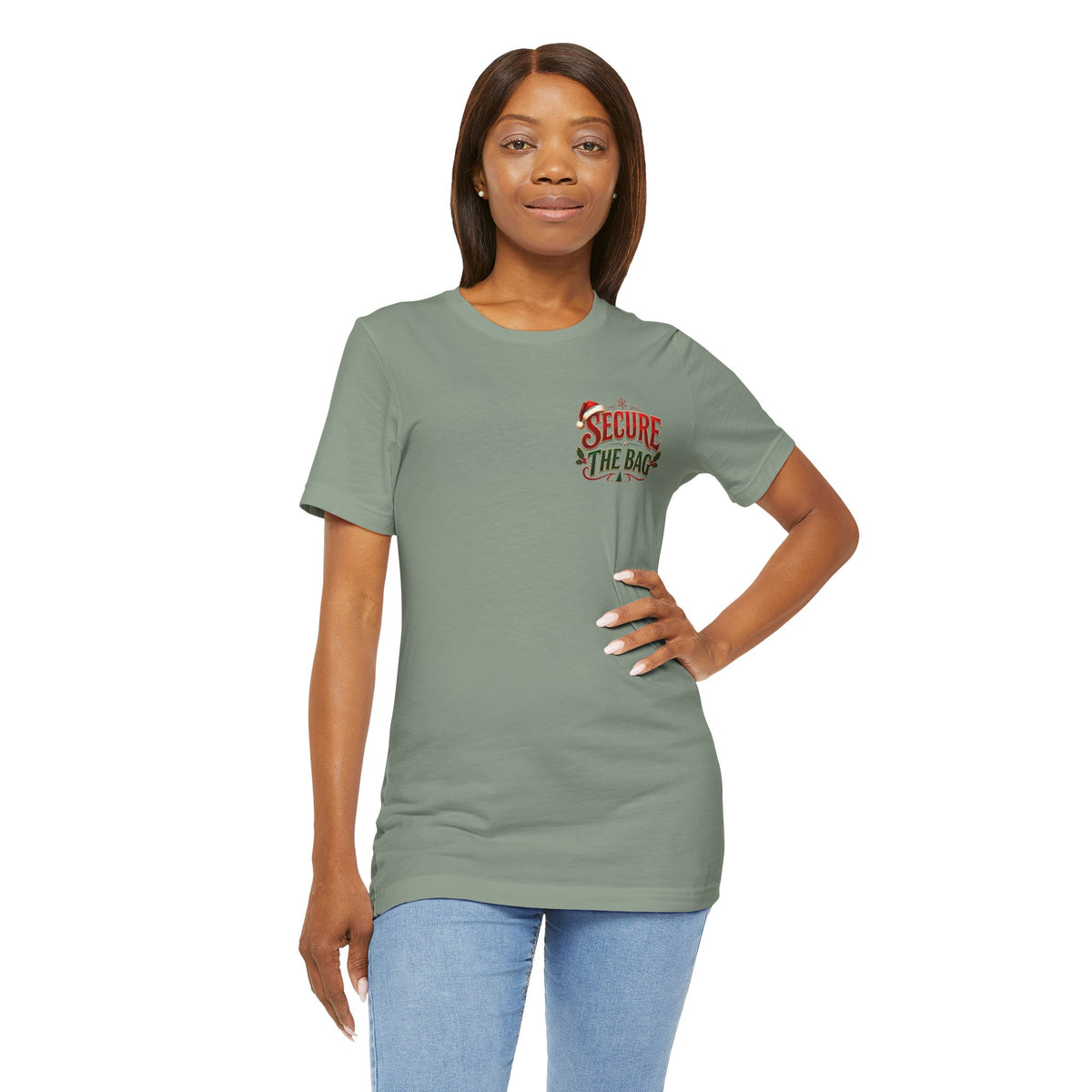 Bella Canvas 3001 Christmas Shirt, Secure The Bag Santa Tee, Funny Holiday Shirt, Christmas Graphic Tee, Santa Claus Gift