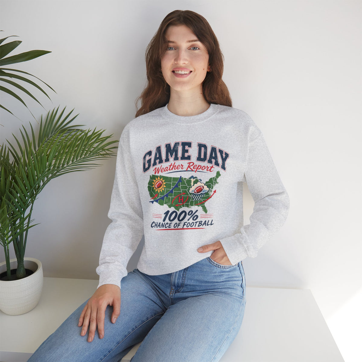 Game Day Weather Report 100% Chance of Football Sweatshirt | Football Weather Crewneck