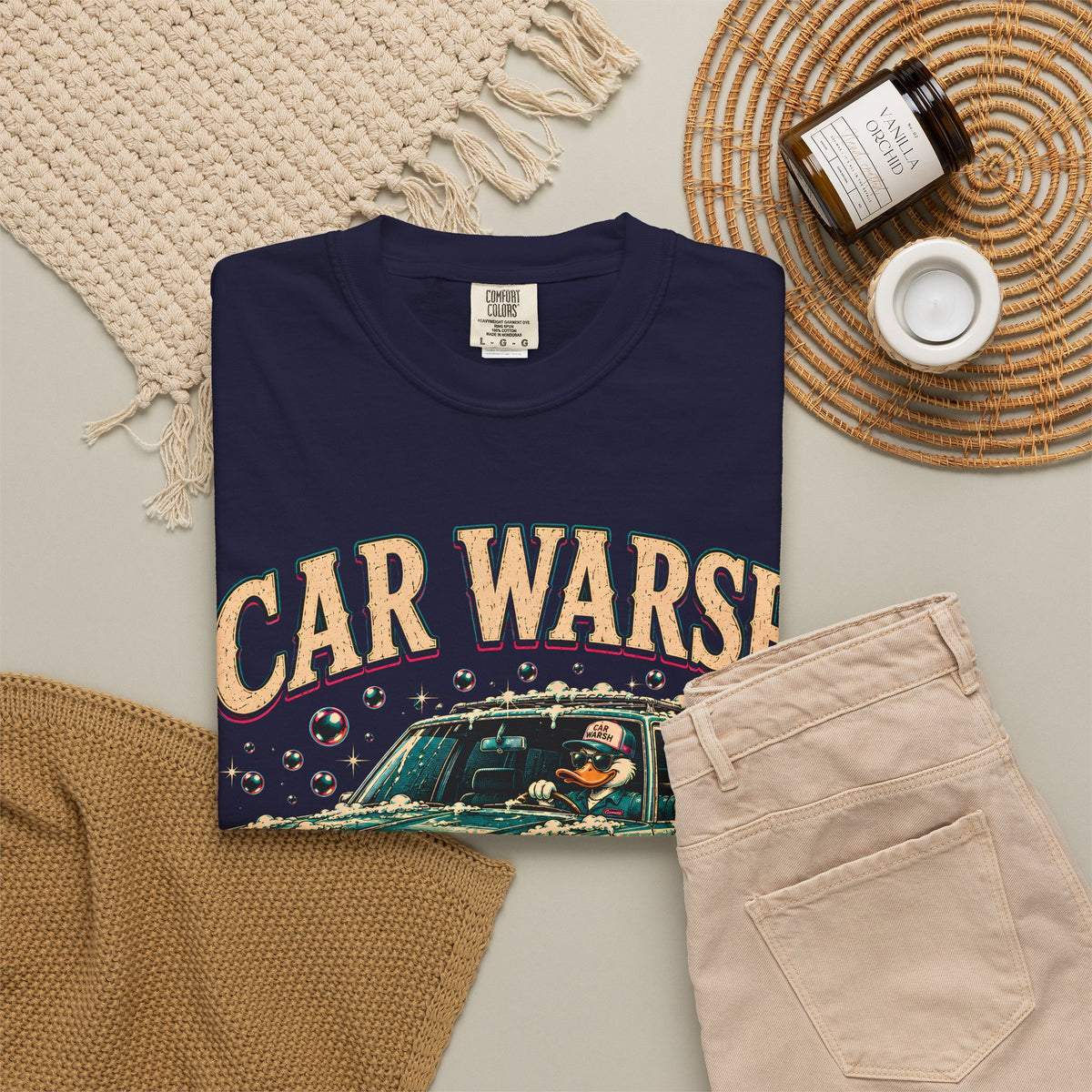 Car Warsh Shirt | Warsh Rinse Repeat Tee | Funny Midwest Car Wash Graphic T-Shirt | Retro Duck Wagon Shirt | Clean Rides Good Vibes
