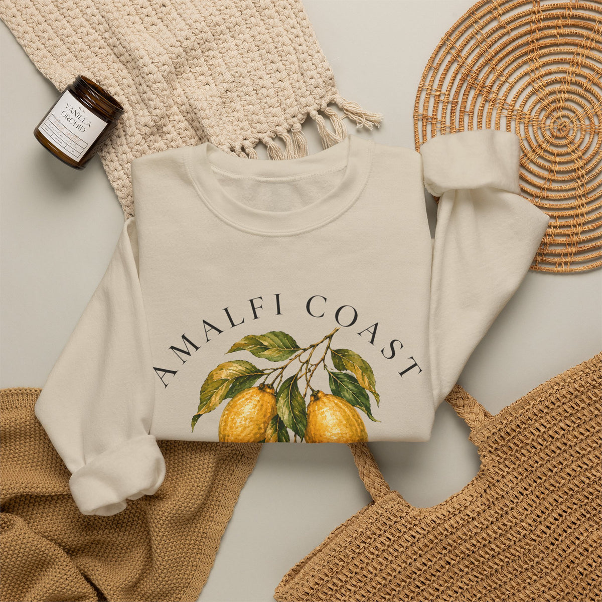 Amalfi Coast Lemon Branch sweatshirt | Ravello botanical citrus design