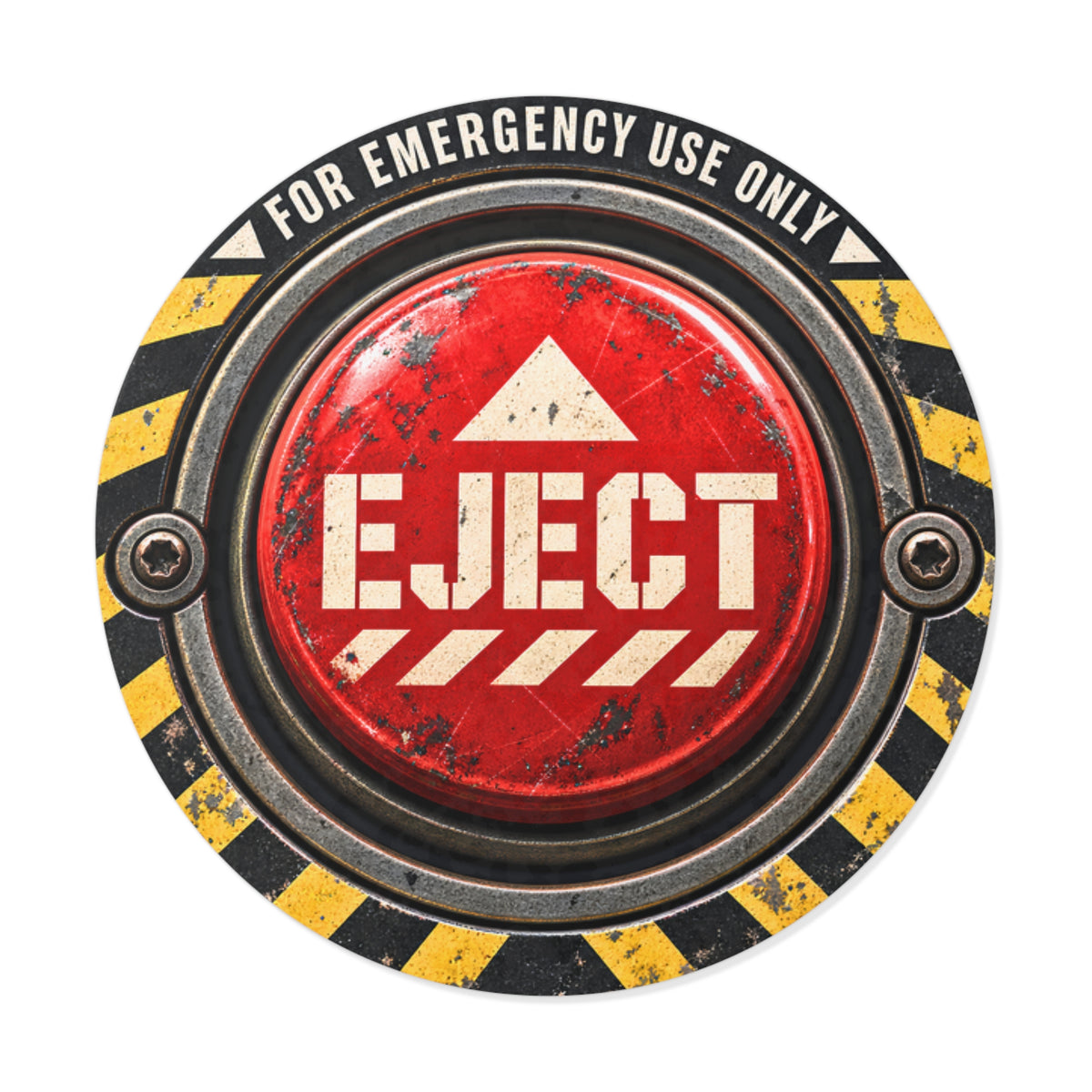 EJECT Button Round Vinyl Sticker | Emergency Use Only, Industrial Warning