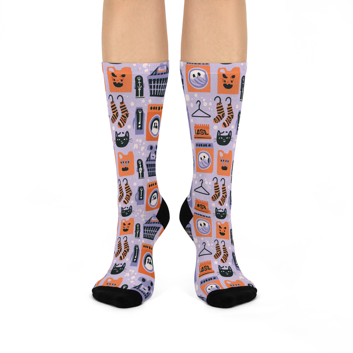 Haunted Laundromat Crew Socks | Ghosts Cats & Washing Machines