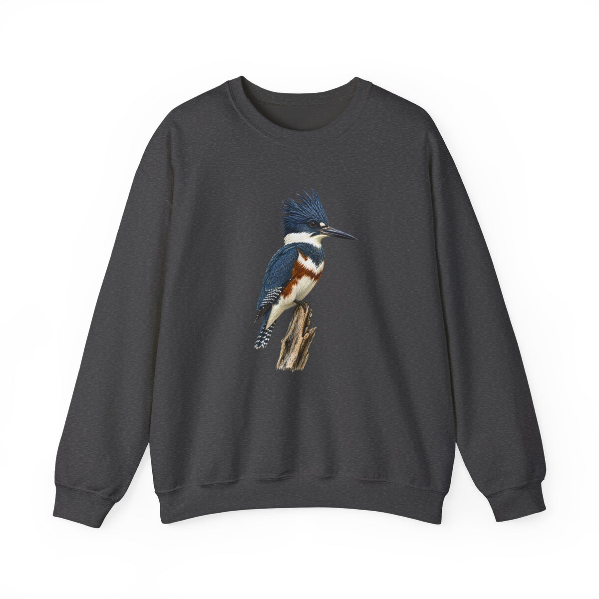 Belted Kingfisher Illustration Sweatshirt | Vintage Bird Art, Nature Lover