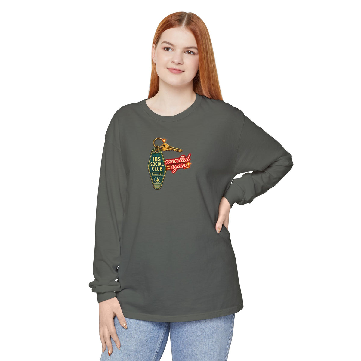 IBS Social Club Long Sleeve Shirt, Funny IBS Tee, Cancelled Again Shirt, Irritable Bowel Syndrome Gift, Retro Motel Graphic Tee
