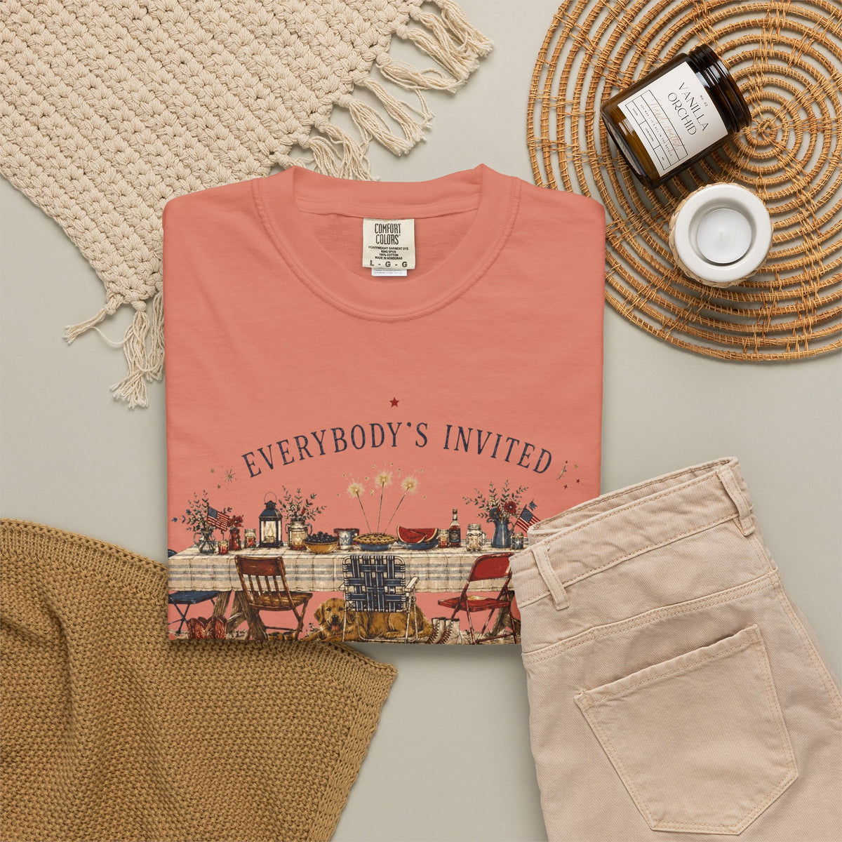 Everybodys Invited Shirt | Vintage Americana Picnic Tee | Patriotic Folk Art Graphic Tee | Summer Gathering Shirt