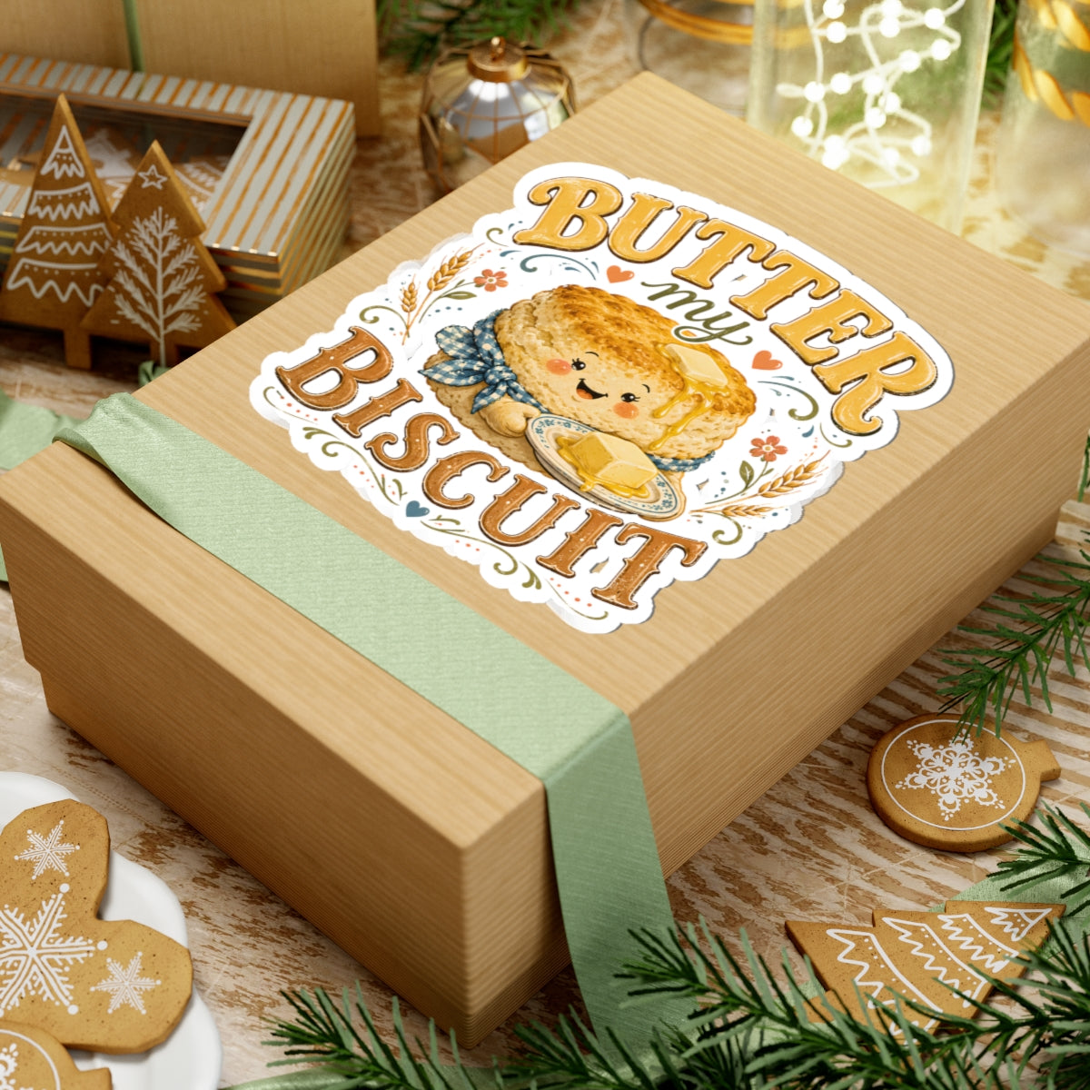 Butter My Biscuit Sticker | Cute Kawaii Biscuit Illustration, Kiss-Cut Vinyl