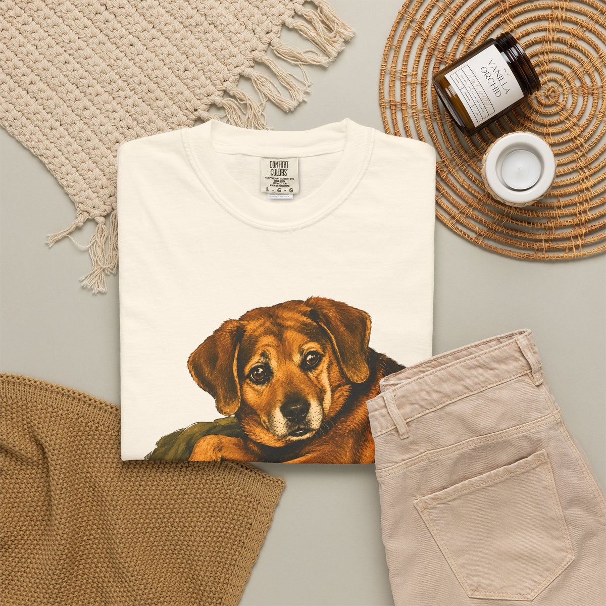 Eddie Vintage Dog Portrait Shirt | Cozy Hand Painted Pet Graphic Tee | Gift for Dog Lovers