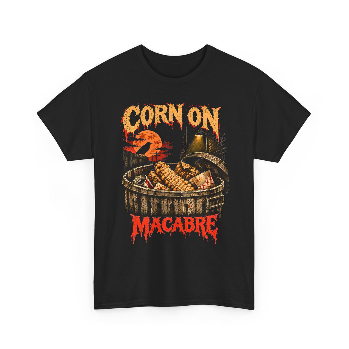 Funny Corn Shirt, Corn on Macabre Horror Graphic Tee, Eaten Corn Cob Halloween T-Shirt, Dark Humor Gift