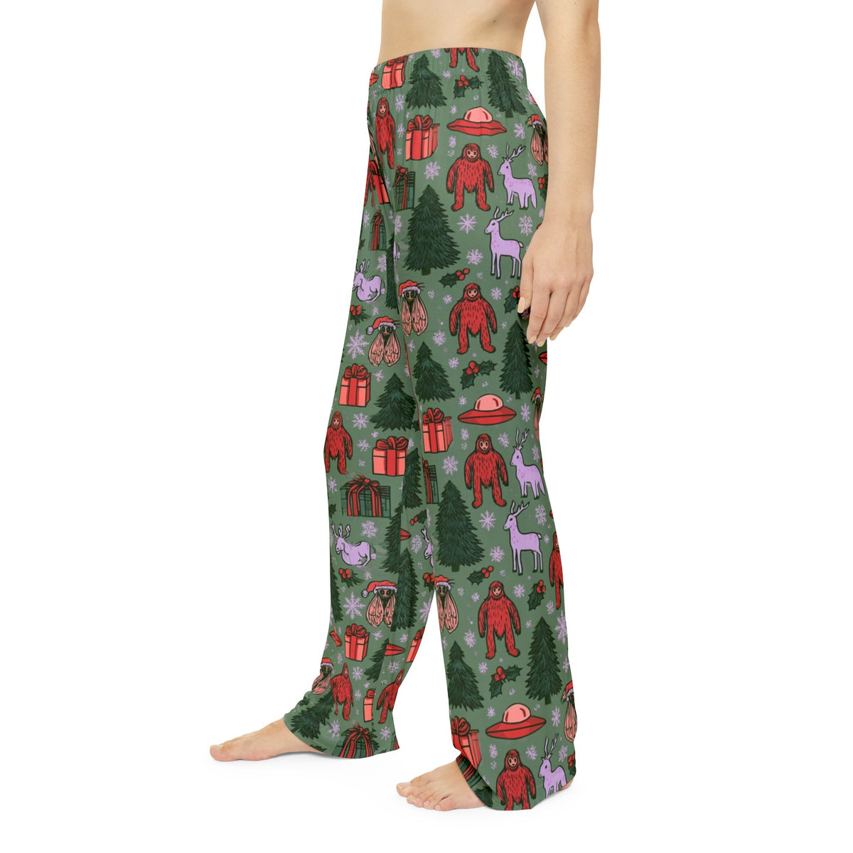 Cryptid Christmas Pajama Pants | Bigfoot Mothman UFO Holiday