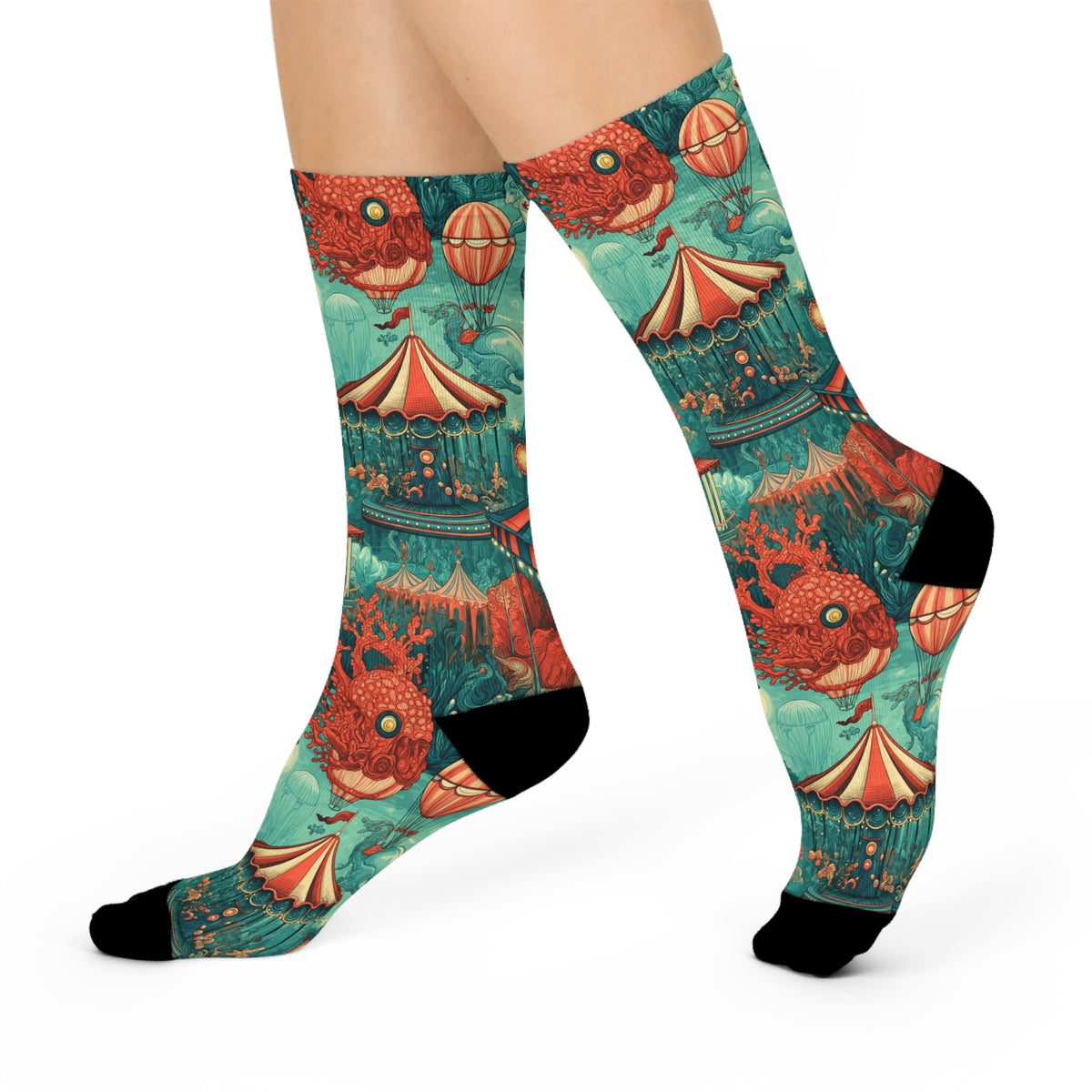 Deep Sea Carnival Crew Socks | Anglerfish Coral & Carousel