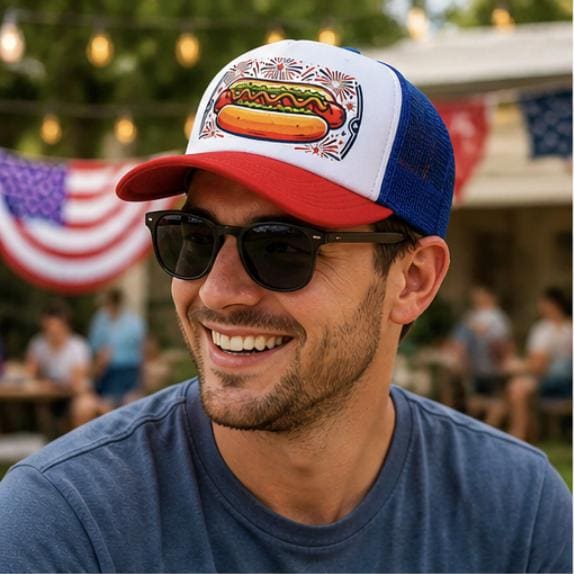 4th of July Relish The Moment Hot Dog Trucker Hat