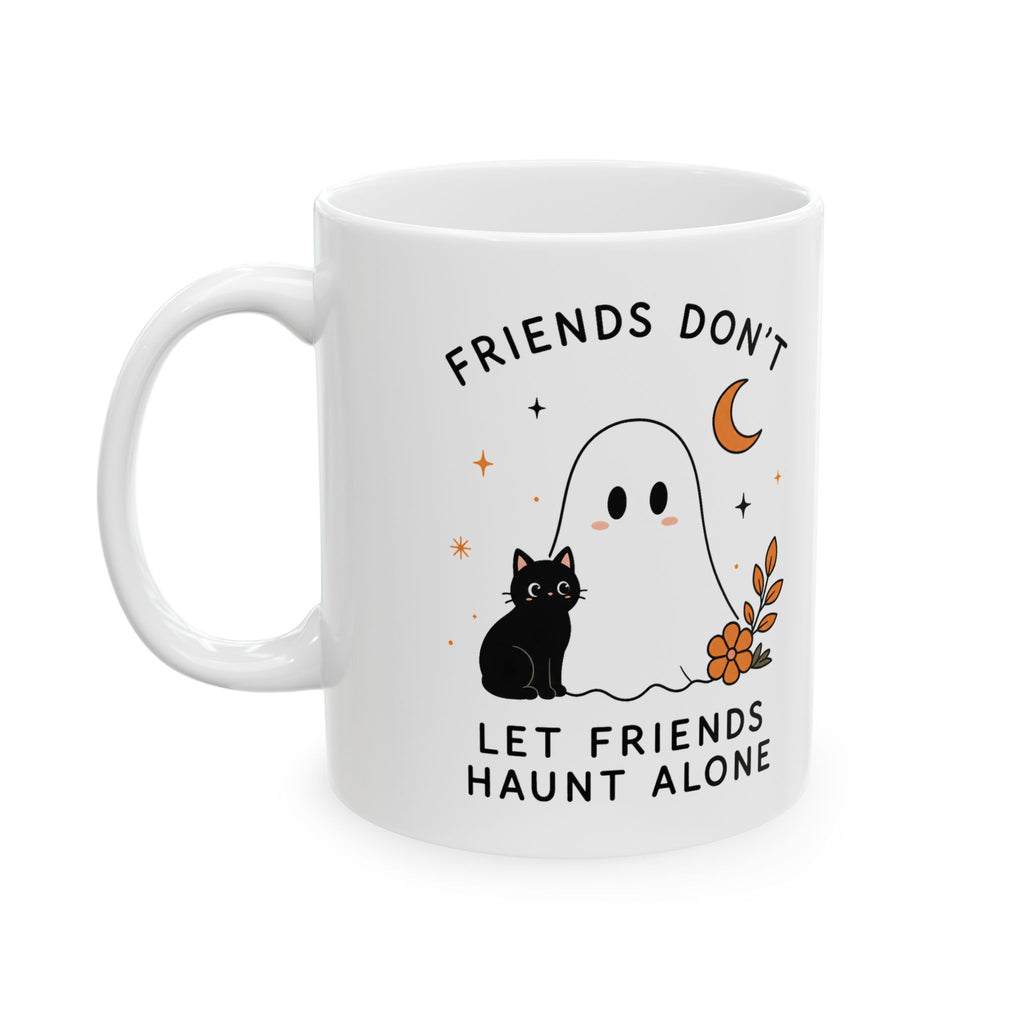 Friendship Ghost and Cat Mug | Ceramic Coffee Cup