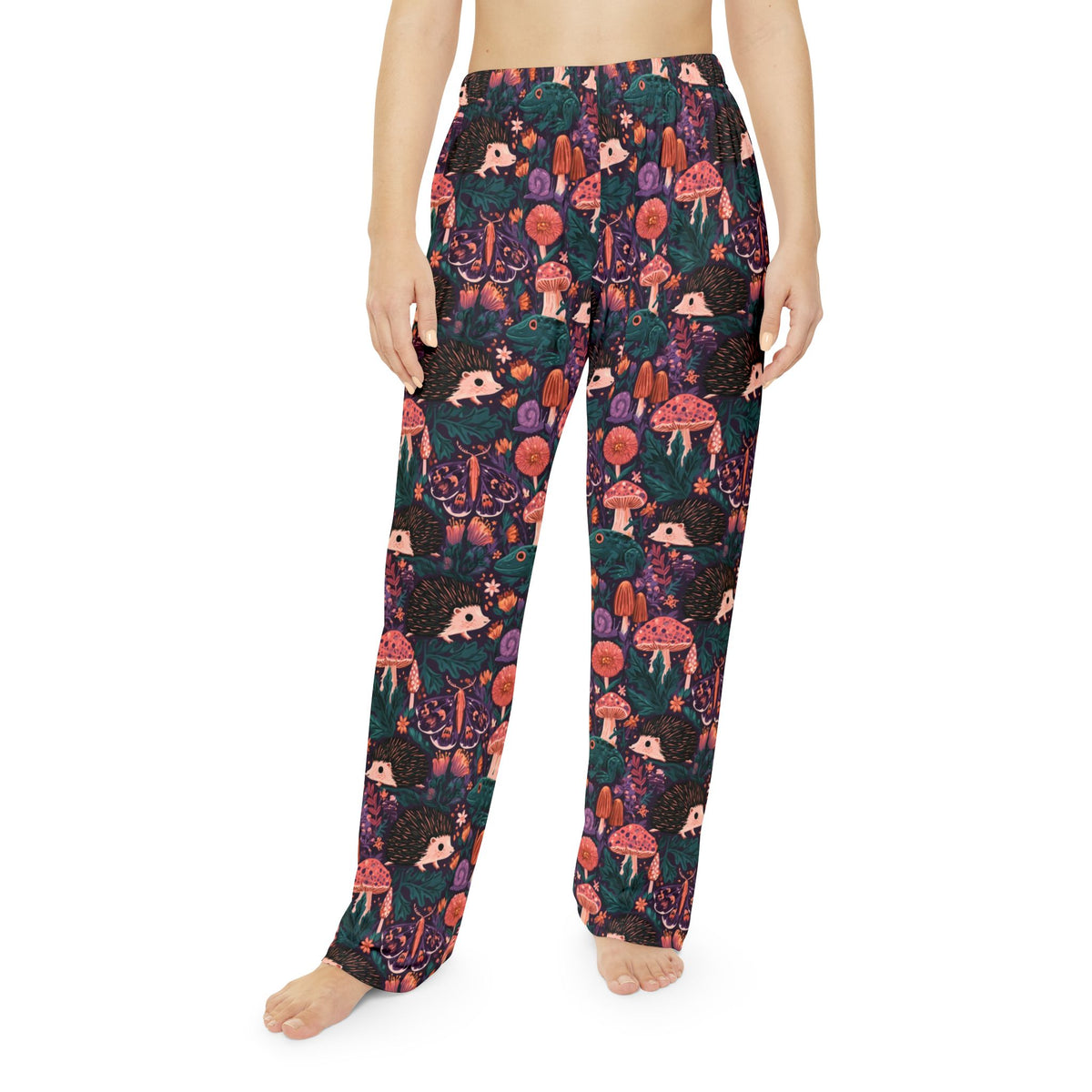 Midnight Garden Pajama Pants | Frogs Moths Hedgehog Floral