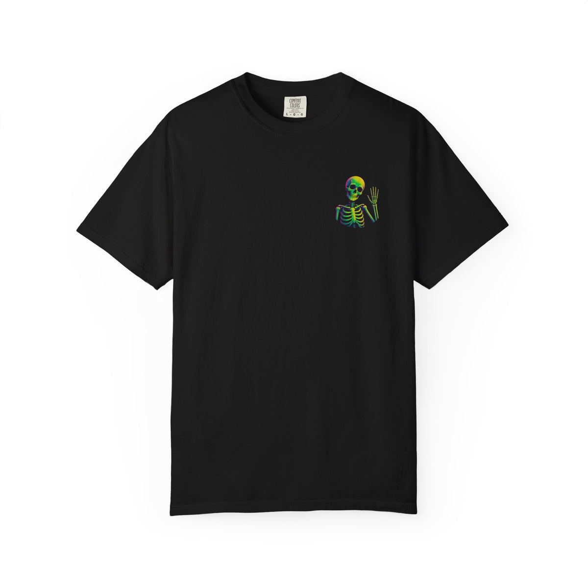 Just Passing Through skeleton T-Shirt | neon skeleton peekaboo design