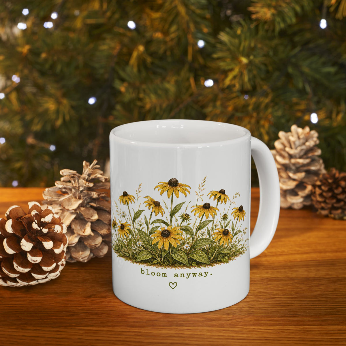Black-eyed Susan floral illustration Mug | wildflower botanical coffee cup