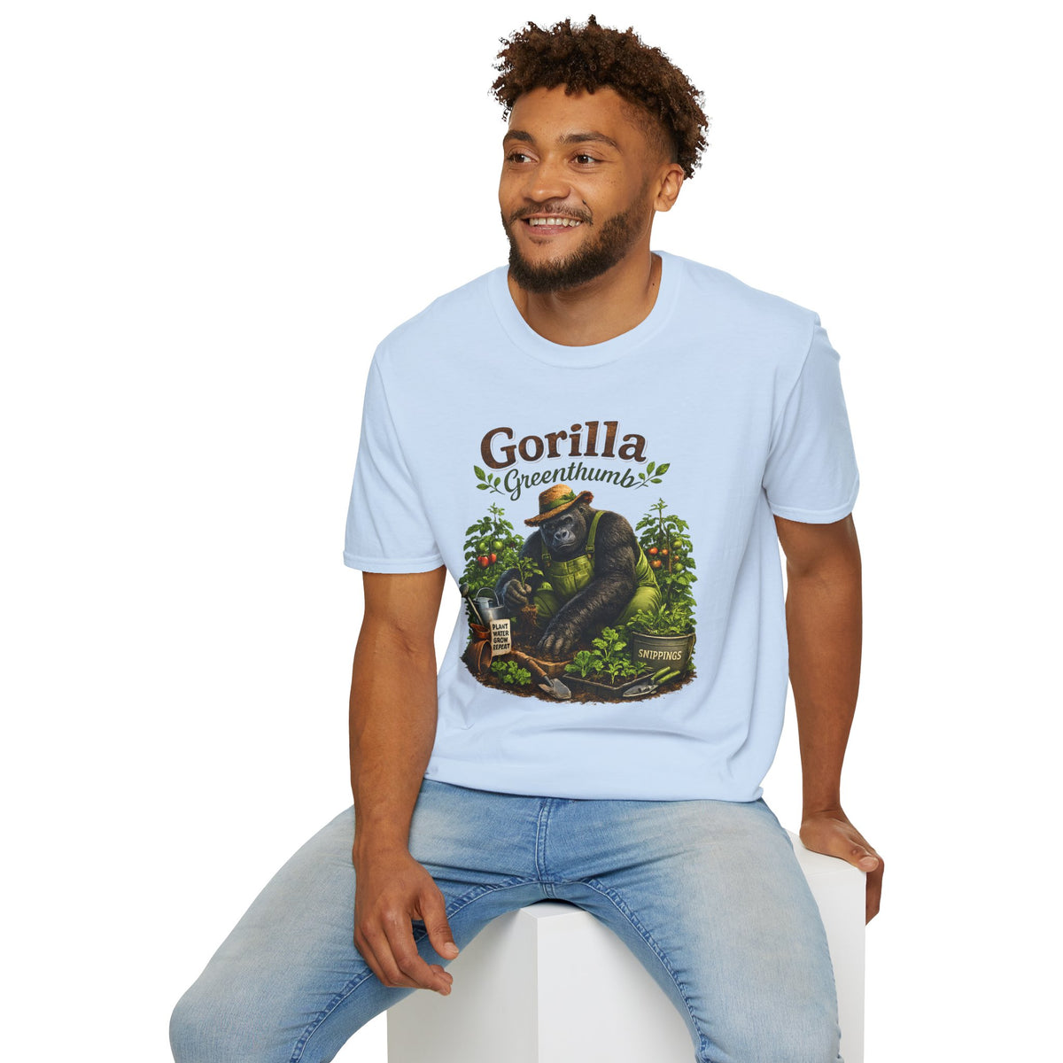 Gorilla Gardening Shirt, Funny Plant Lover Tee, Garden Humor T-Shirt, Botanical Graphic Tee, Gift for Gardeners, Unisex Softstyle Shirt