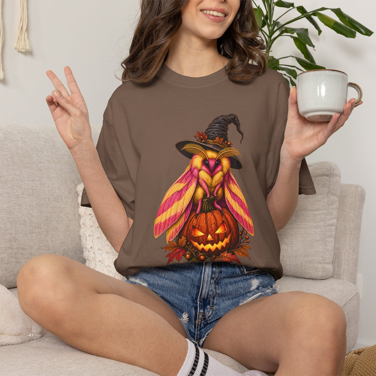 Halloween Moth Shirt, Spooky Moth T Shirt, Witchy Insect Graphic Tee, Vintage Comfort Colors Halloween Shirt