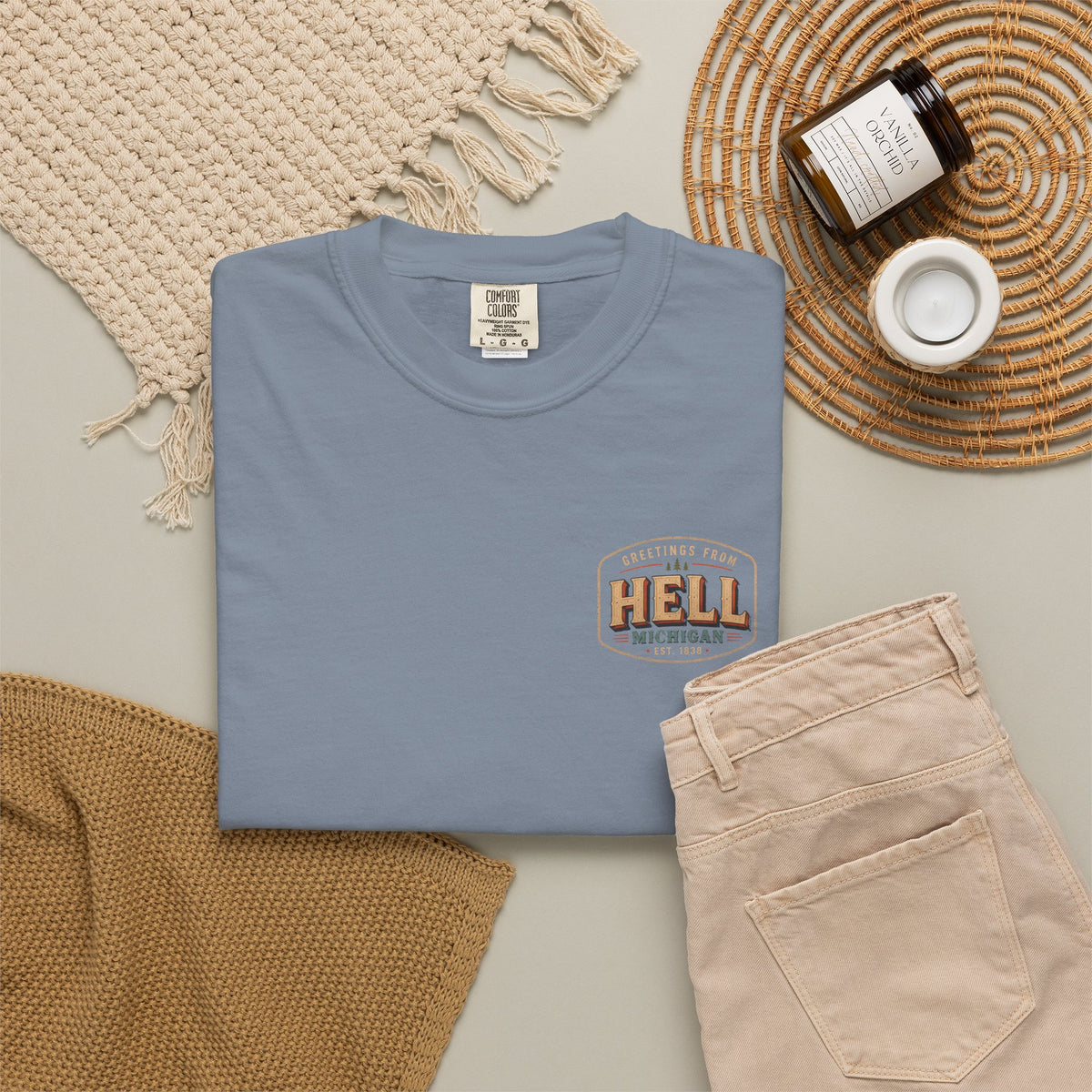 Greetings From Hell Michigan Shirt | Vintage Postcard Tee | It's Cooler Than You'd Expect | Funny Michigan Souvenir Gift