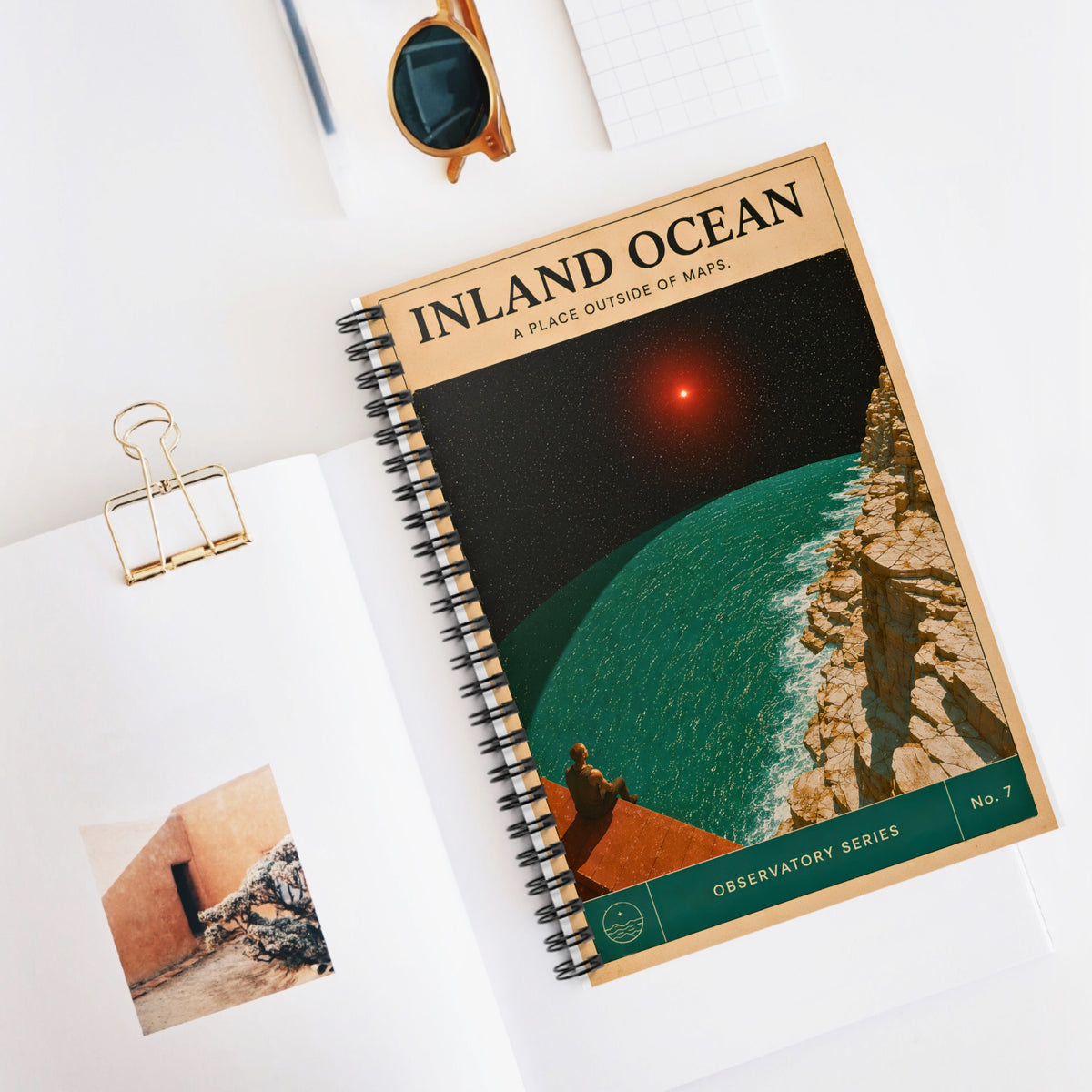 Inland Ocean Observatory retro travel poster Spiral Notebook | Ruled Journal