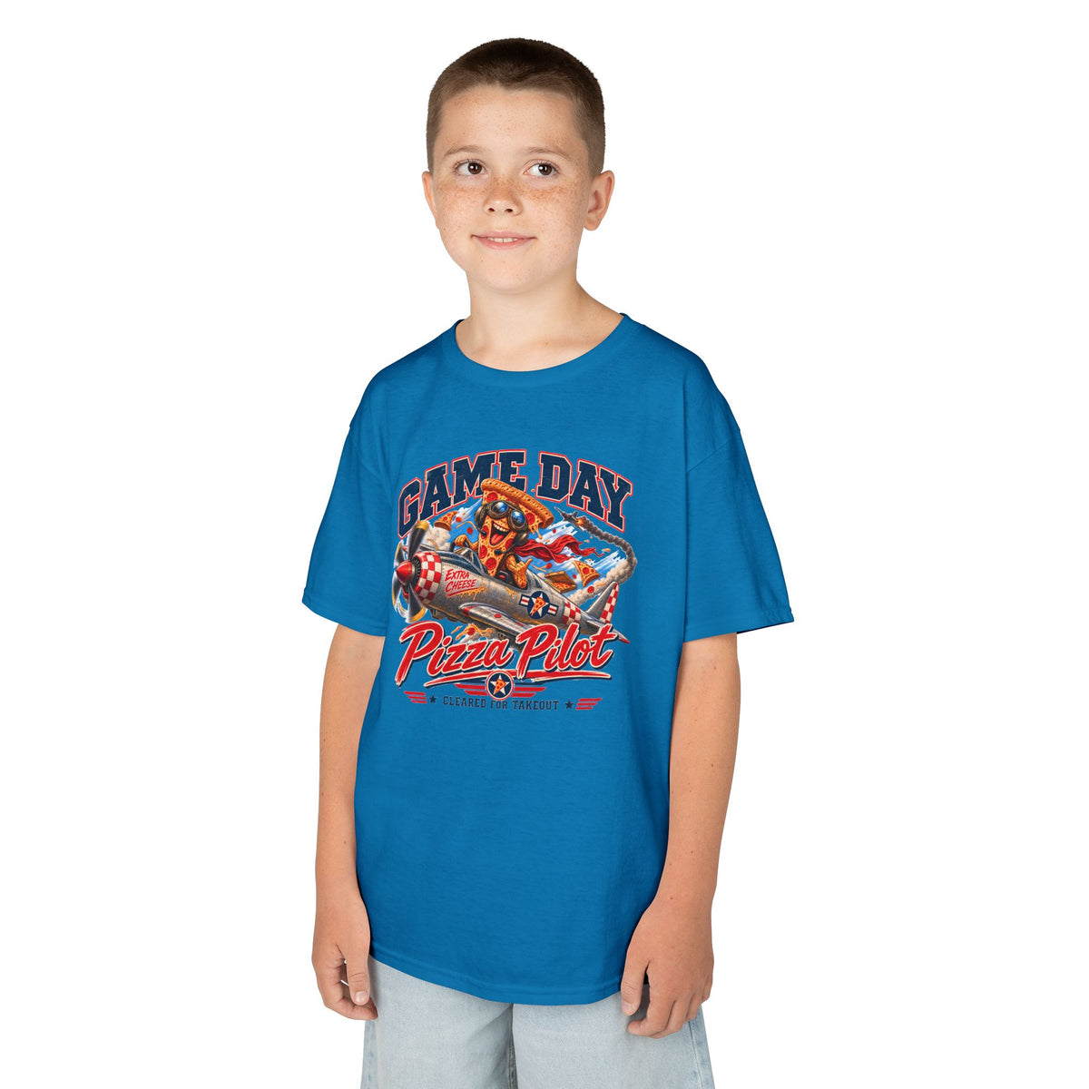 Game Day Kids Shirt, Football Kids Tee, Pizza Pilot Shirt, Funny Football Shirt for Boys Girls, Game Day Pizza Tee