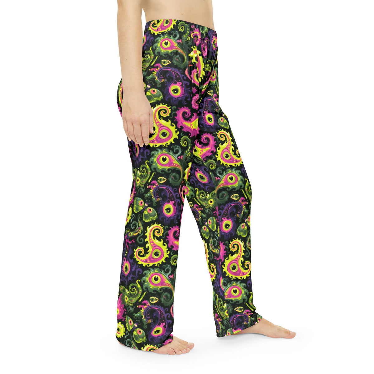 Neon Monster Paisley Pajama Pants | Pink Green Psychedelic Eyes