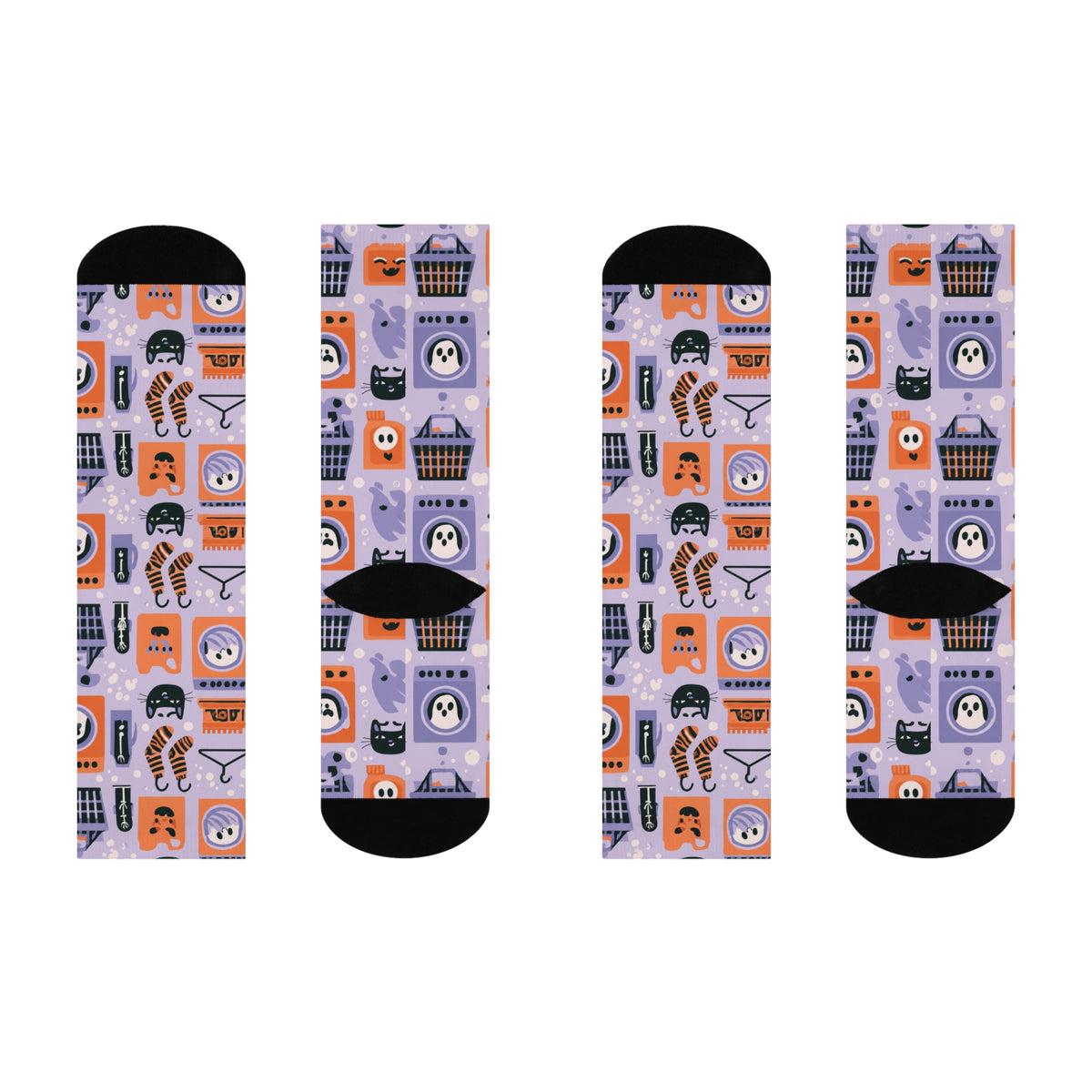 Haunted Laundromat Crew Socks | Ghosts Cats & Washing Machines