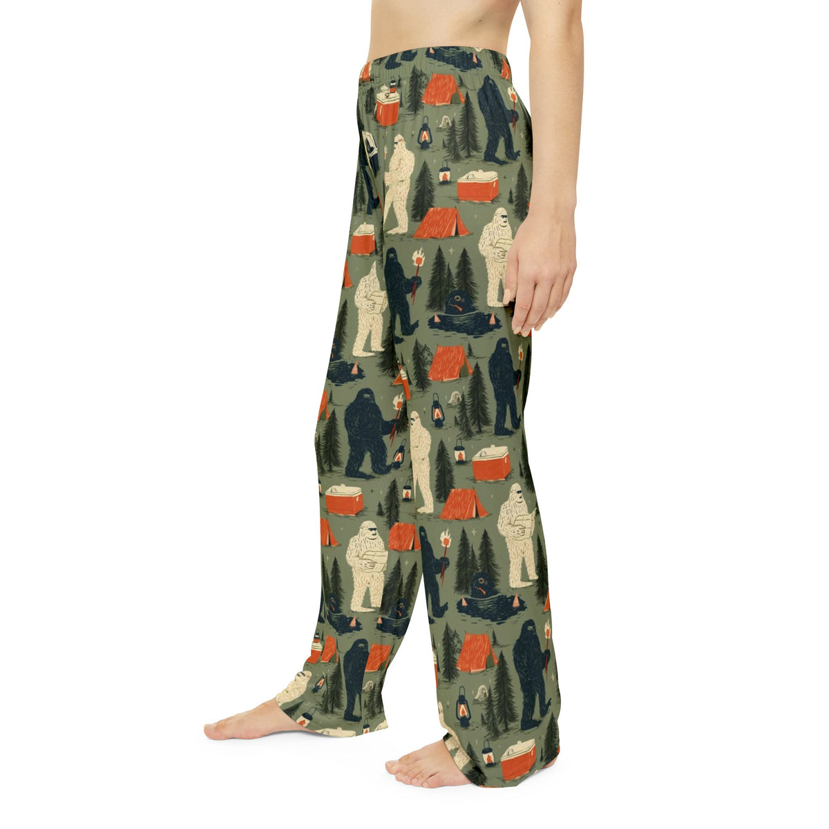 Bigfoot Camping Pajama Pants | Sasquatch Yeti Campfire Print
