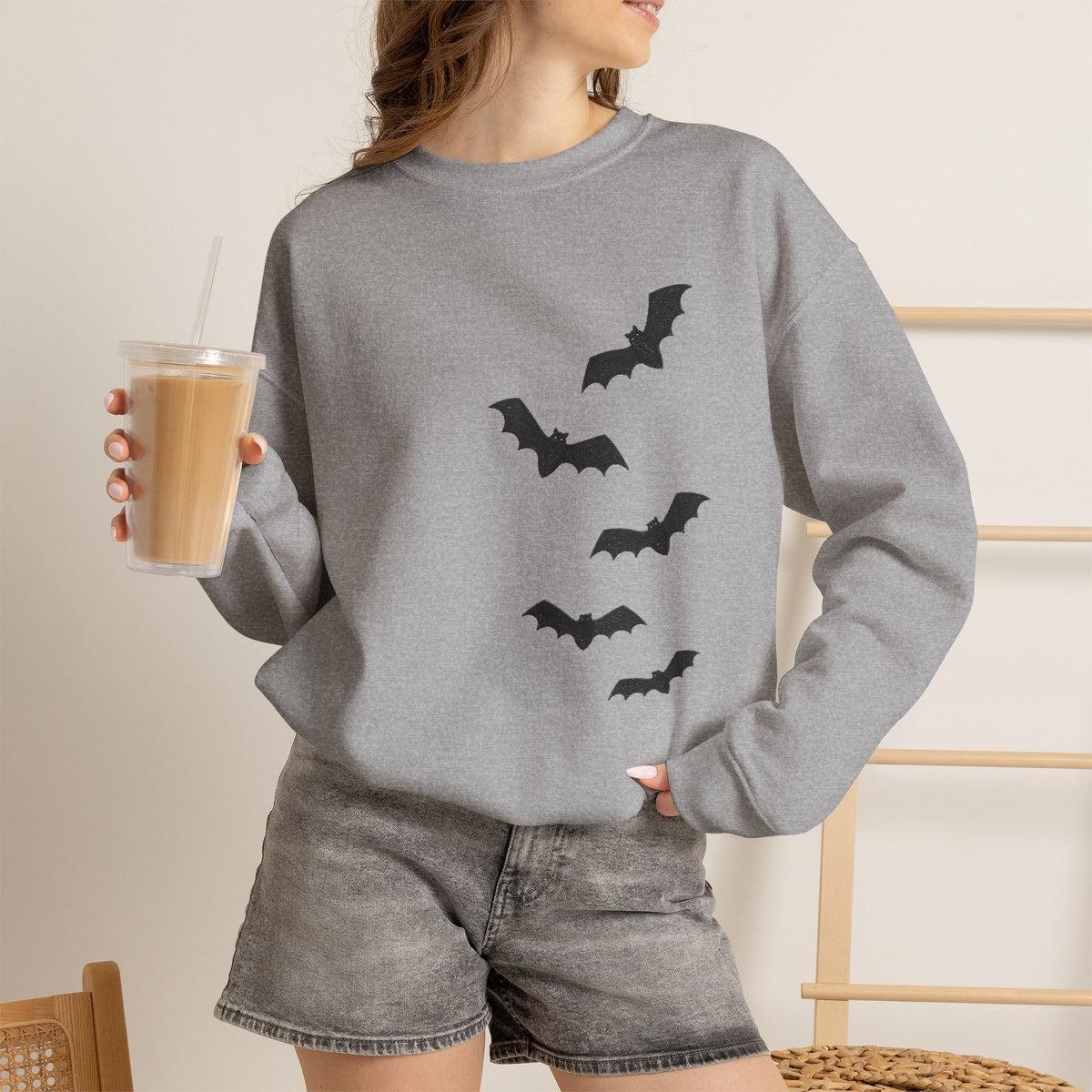 Flying Bats crewneck sweatshirt | Halloween bat silhouette