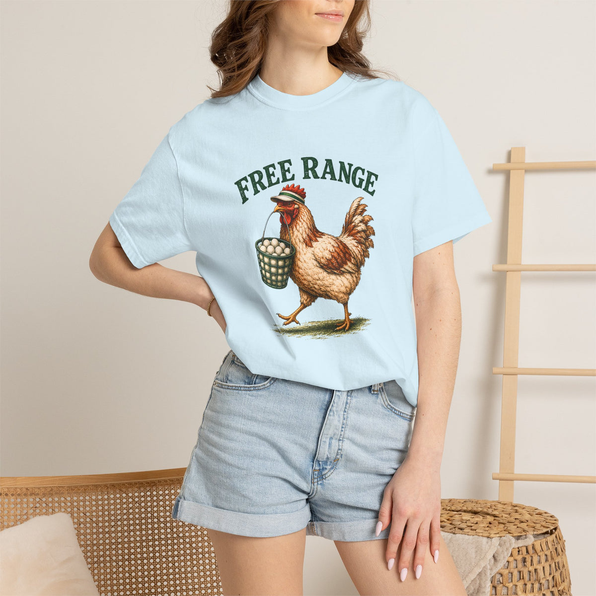Free Range Chicken Golf Shirt, Funny Golfer Tee, Golfing Chicken T Shirt, Vintage Golf Shirt, Golf Gift for Men Women, Comfort Colors Tee