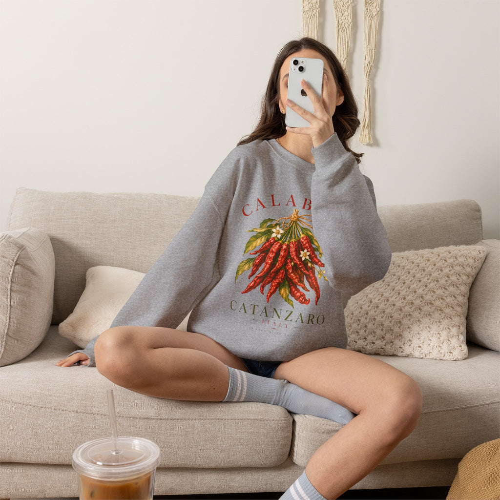 Calabria Catanzaro Sweatshirt, Vintage Italian Chili Pepper Crewneck, Italian Heritage Sweatshirt, Calabria Gift, Cozy Unisex Pullover