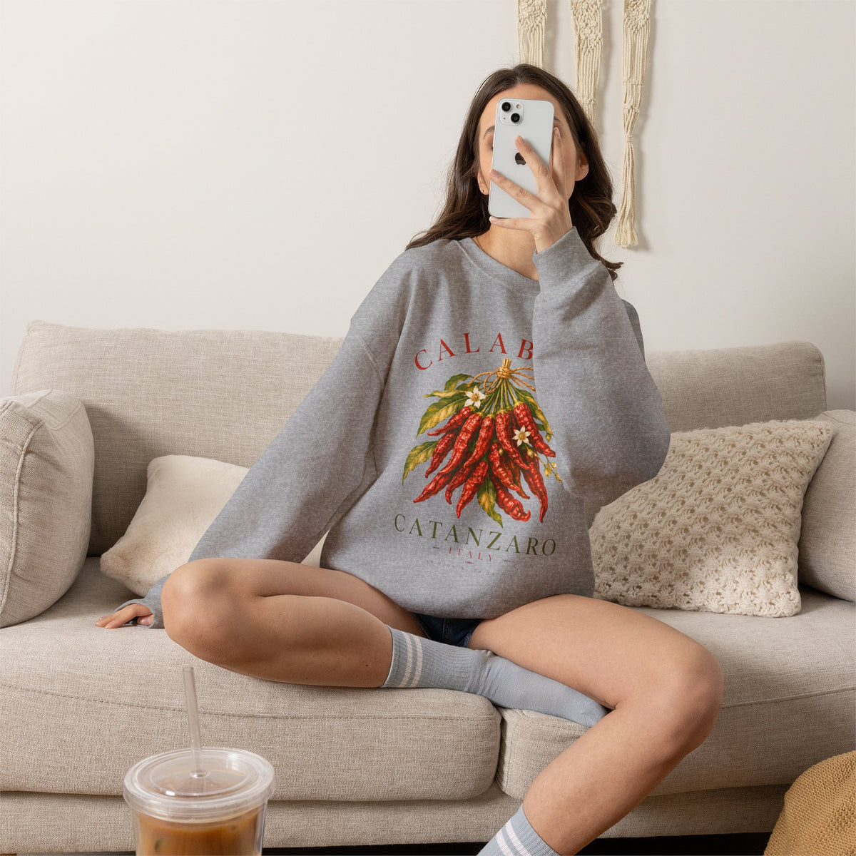 Calabria Catanzaro Sweatshirt, Vintage Italian Chili Pepper Crewneck, Italian Heritage Sweatshirt, Calabria Gift, Cozy Unisex Pullover