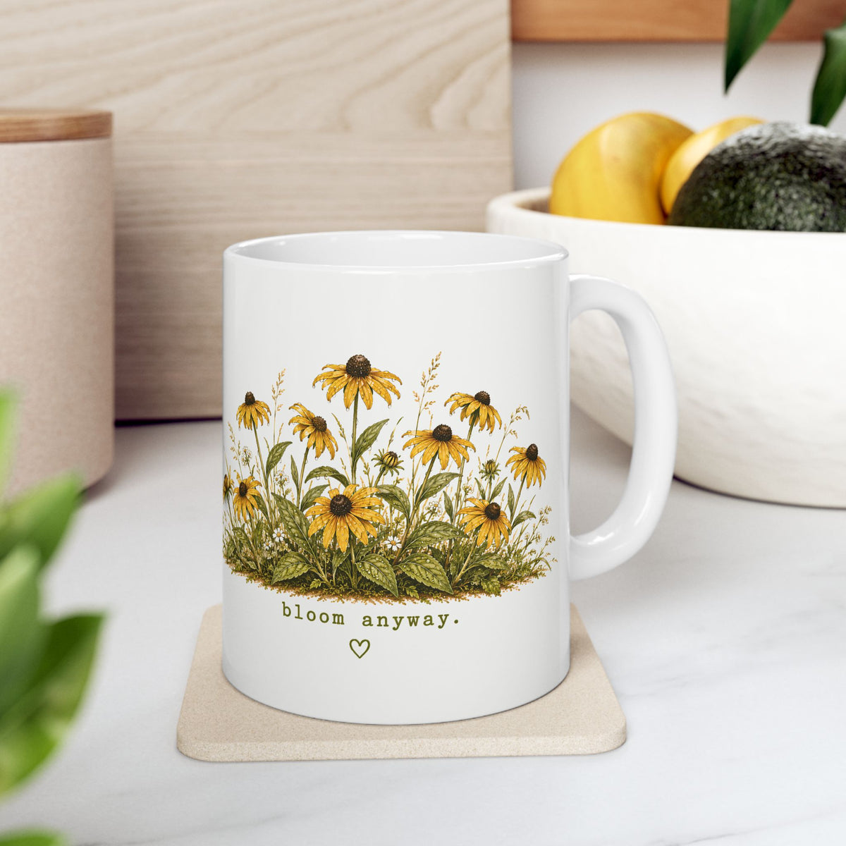 Black-eyed Susan floral illustration Mug | wildflower botanical coffee cup