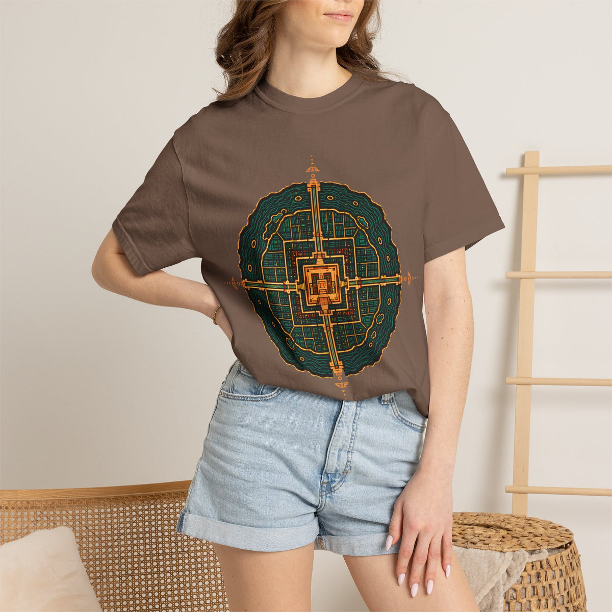 Tenochtitlan 1519 Shirt, Aztec Sacred Geometry Tee, Ancient Mexico Map Shirt, Lake Texcoco Graphic Tee, Anthropology Streetwear